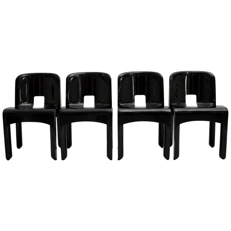 Black Vintage Plastic Dining Chairs, White Plastic Dining Chairs