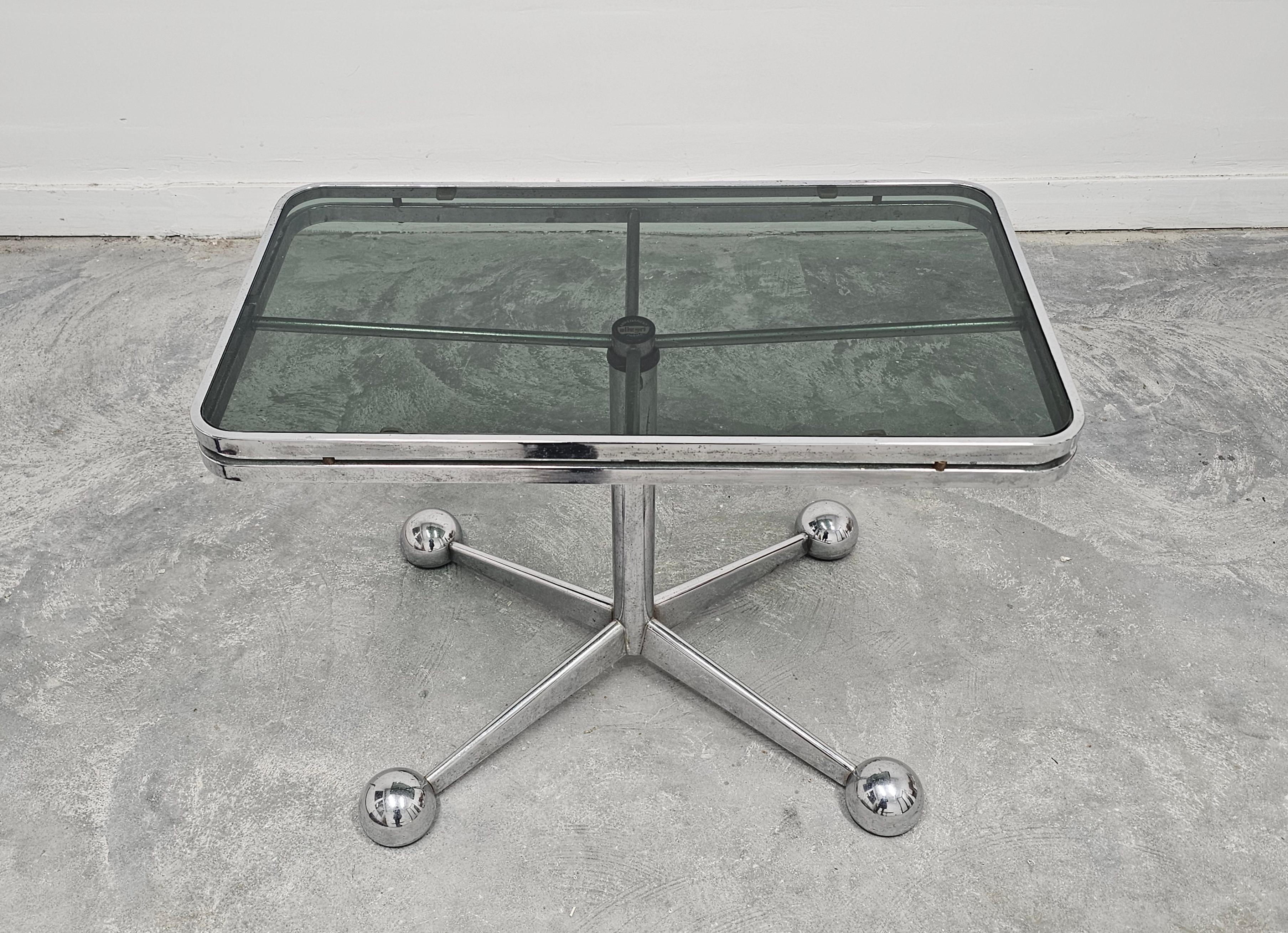 italien Table d'appoint Space Age en chrome et verre teinté Allegri Parma en vente