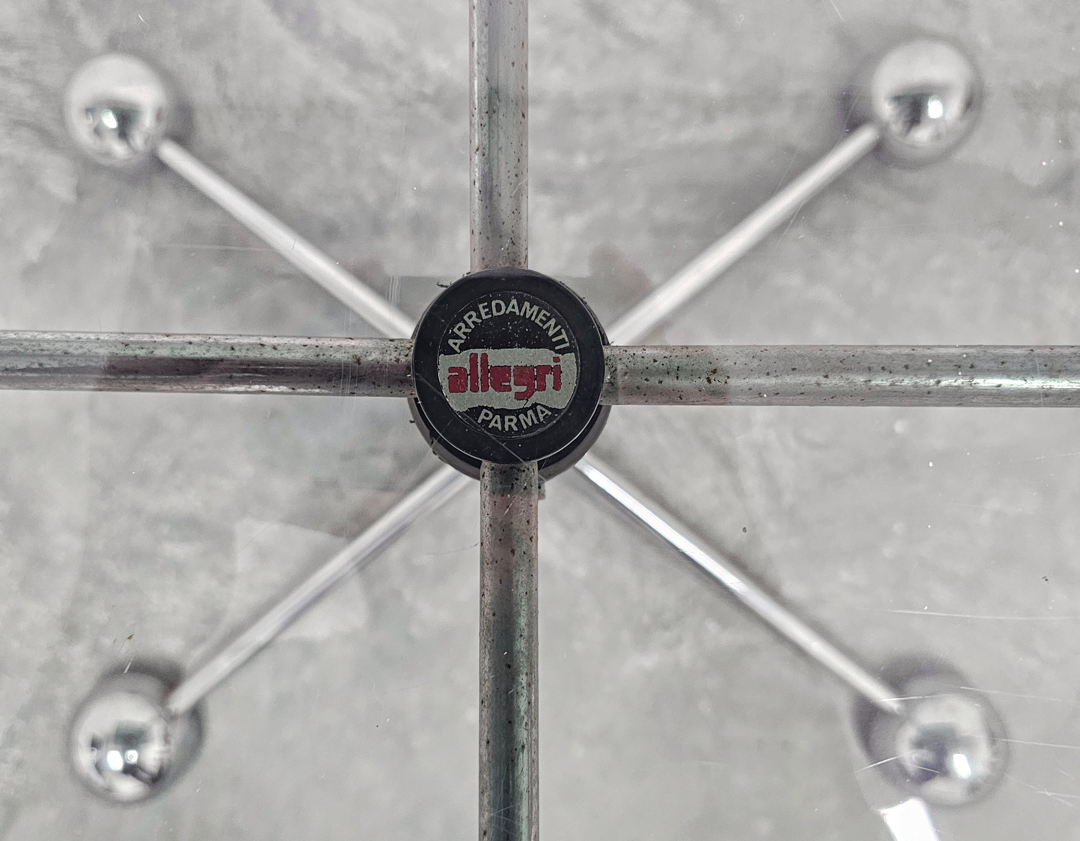 Fin du 20e siècle Table d'appoint Space Age en chrome et verre teinté Allegri Parma en vente