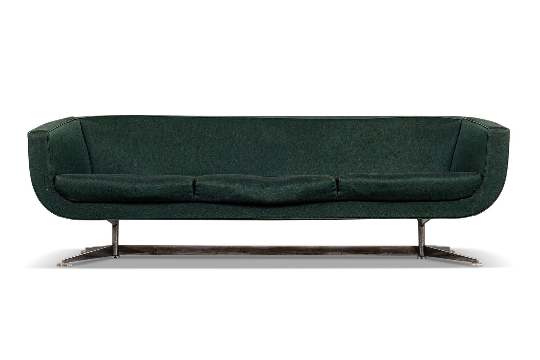 Space Age Sofa in Green Wool 2