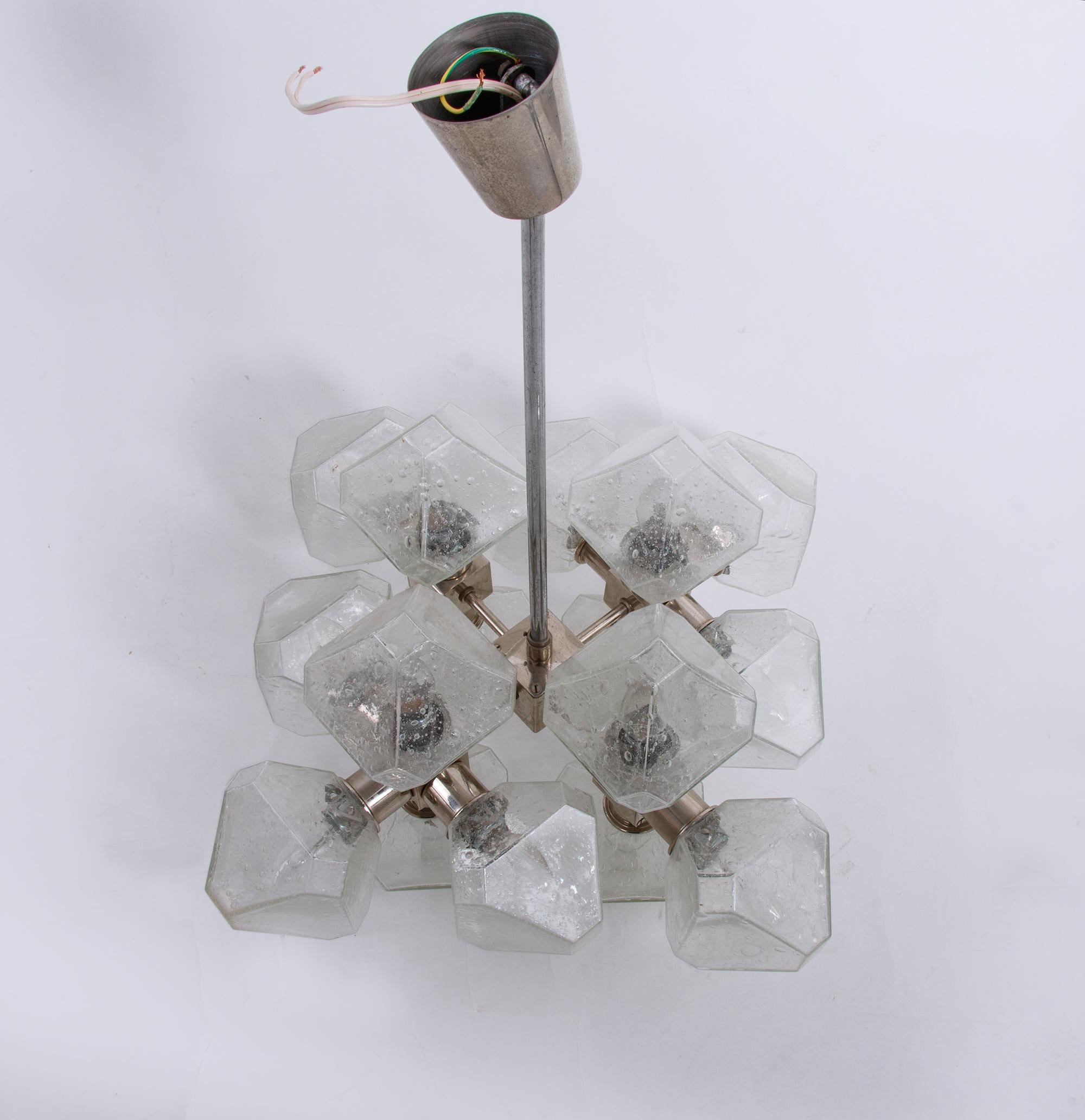 Space Age Sputnik Atomium Glass Chandelier by Cosack, Germany, 1970s For Sale 3