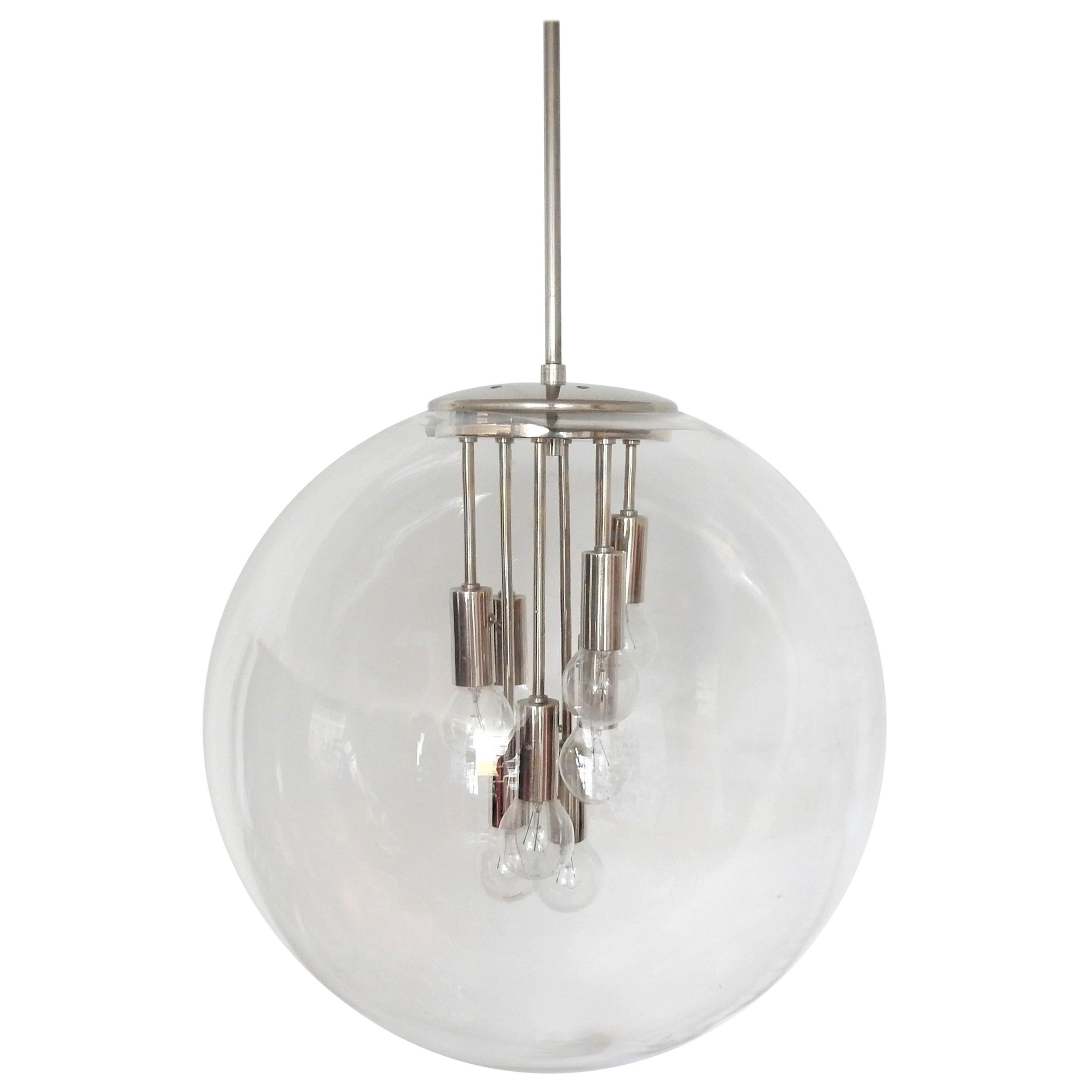 Lampe pendante à globe en verre 'Spoutnik':: années 1960-1970 en vente