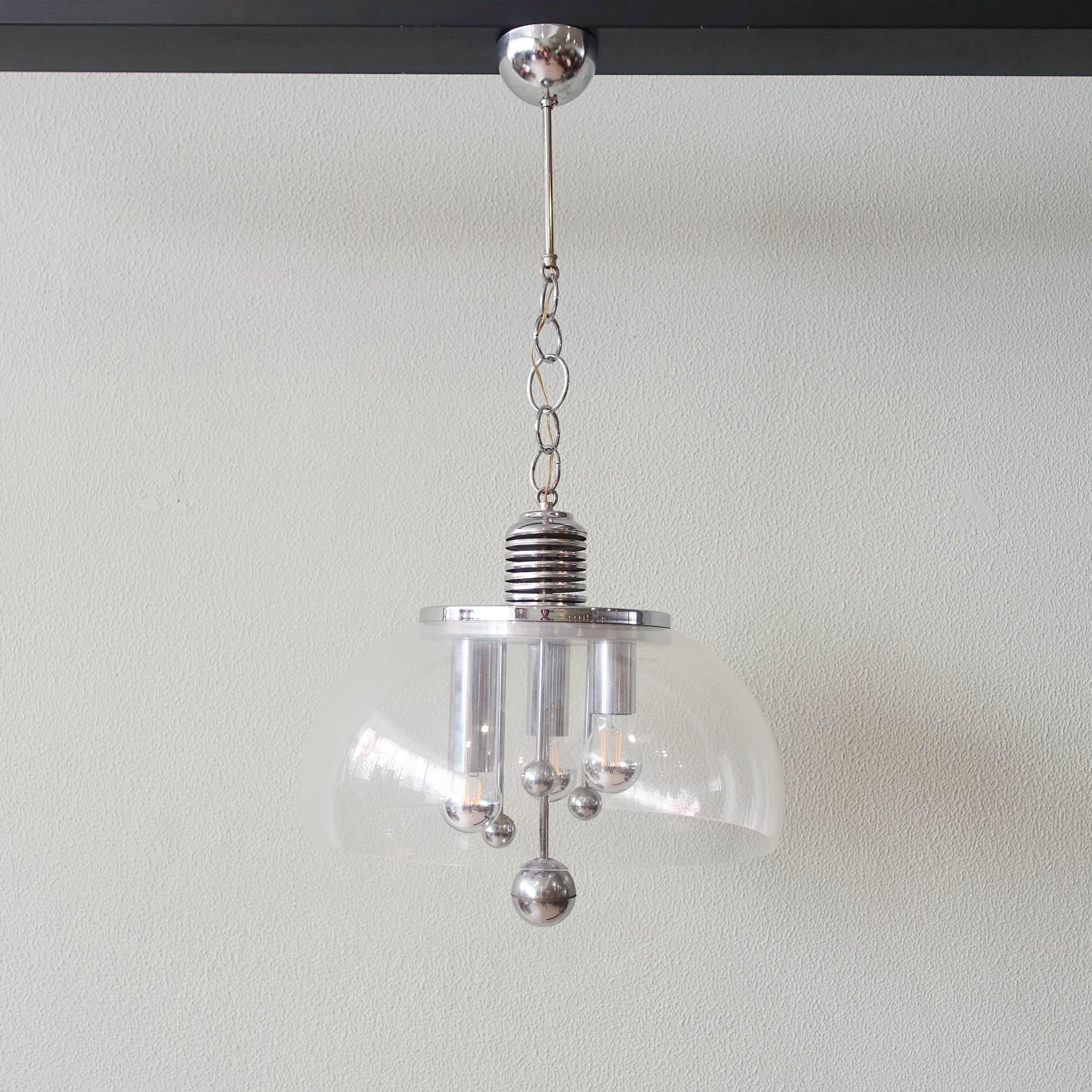 Lampe à suspension Spoutnik de l'ère spatiale, demi-lune, années 1970 en vente 5