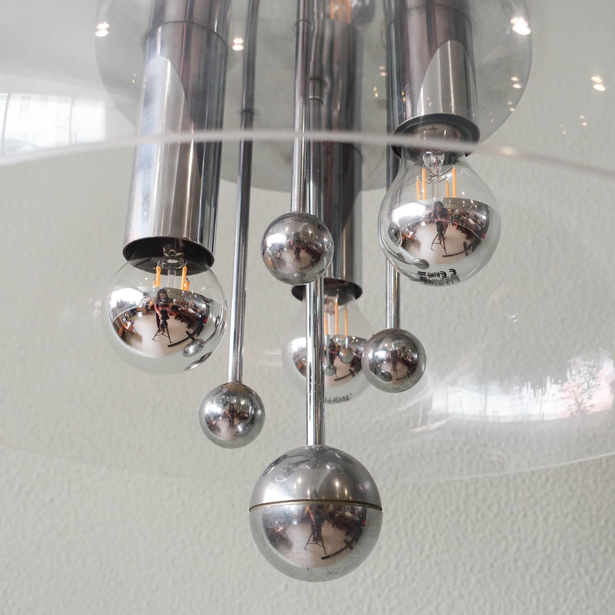 German Space Age Sputnik Half-Globe Pendant Lamp, 1970’s  For Sale