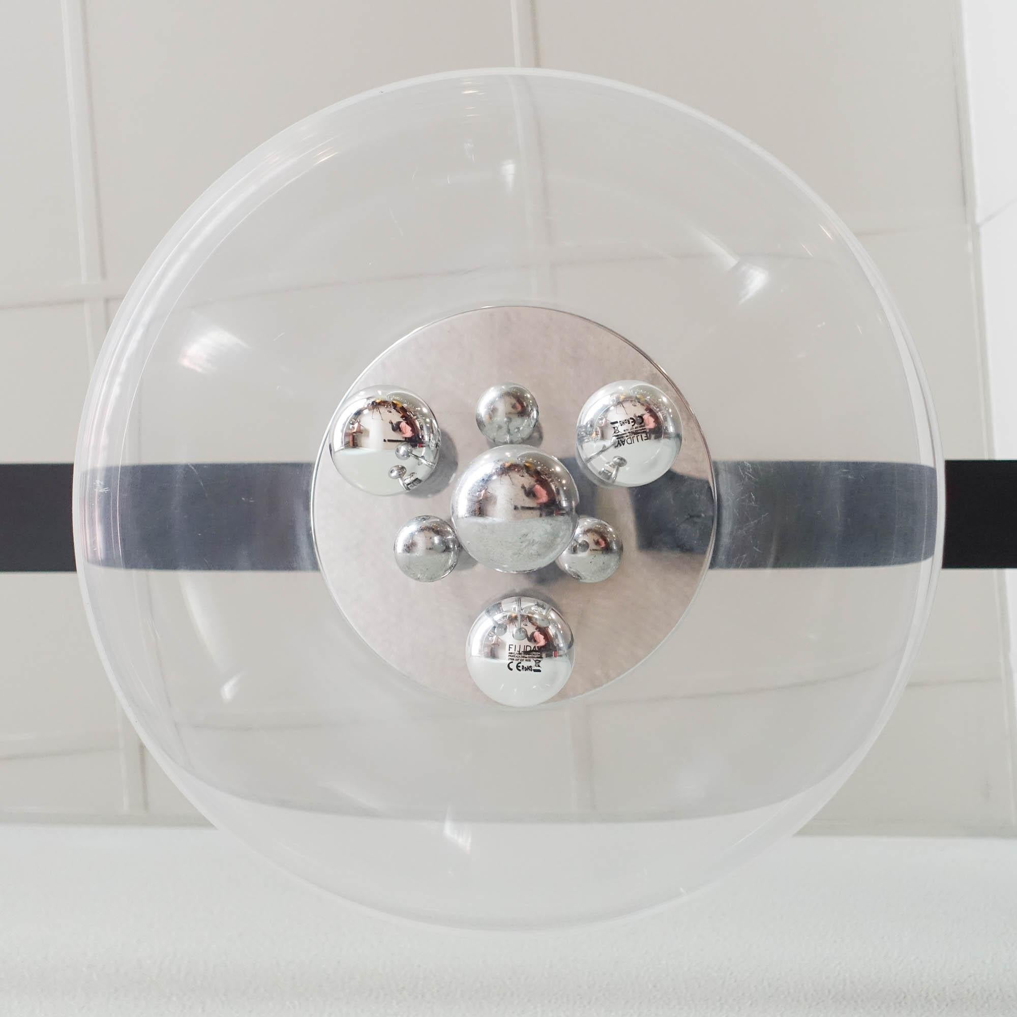 Sputnik-Halbglas-Pendelleuchte aus dem Weltraumzeitalter, 1970er Jahre  (Ende des 20. Jahrhunderts) im Angebot