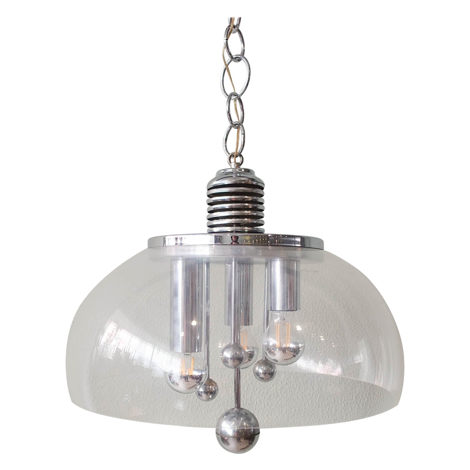 Lampe à suspension Spoutnik de l'ère spatiale, demi-lune, années 1970