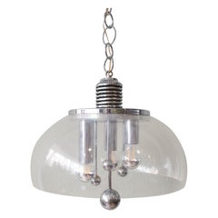 Lampe à suspension Spoutnik de l'ère spatiale, demi-lune, années 1970