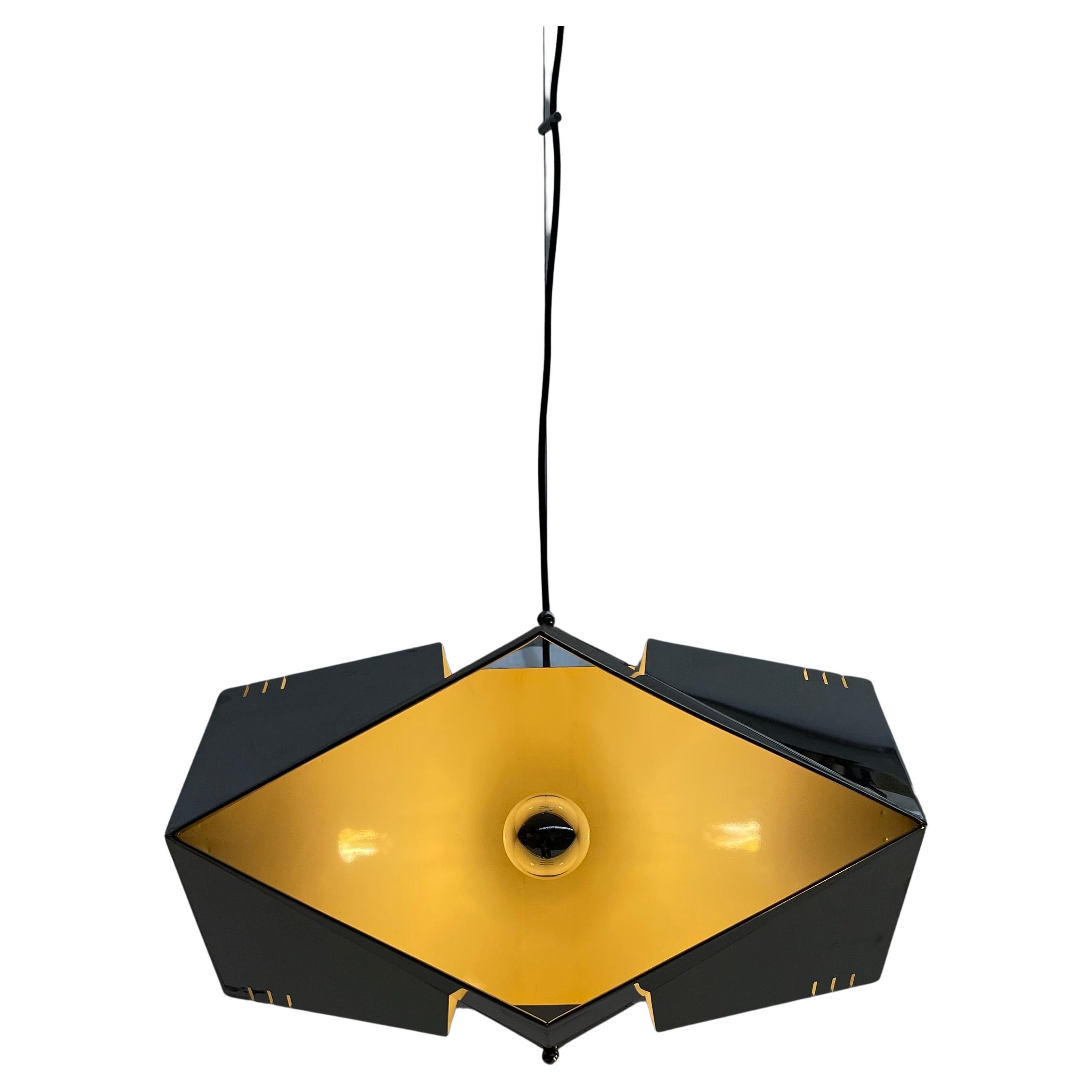 Space Age square chromed pendant