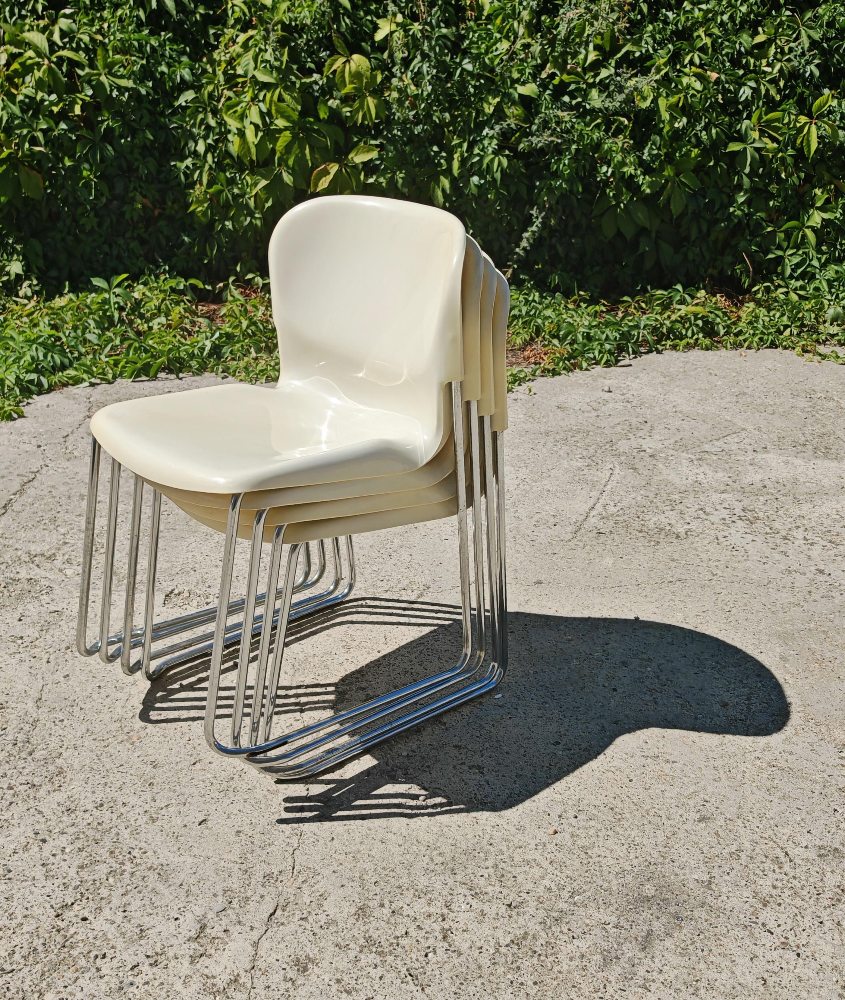 Chrome Space Age Stackable Swing Chairs Model SM400 K designed by Gerd Lange For Sale