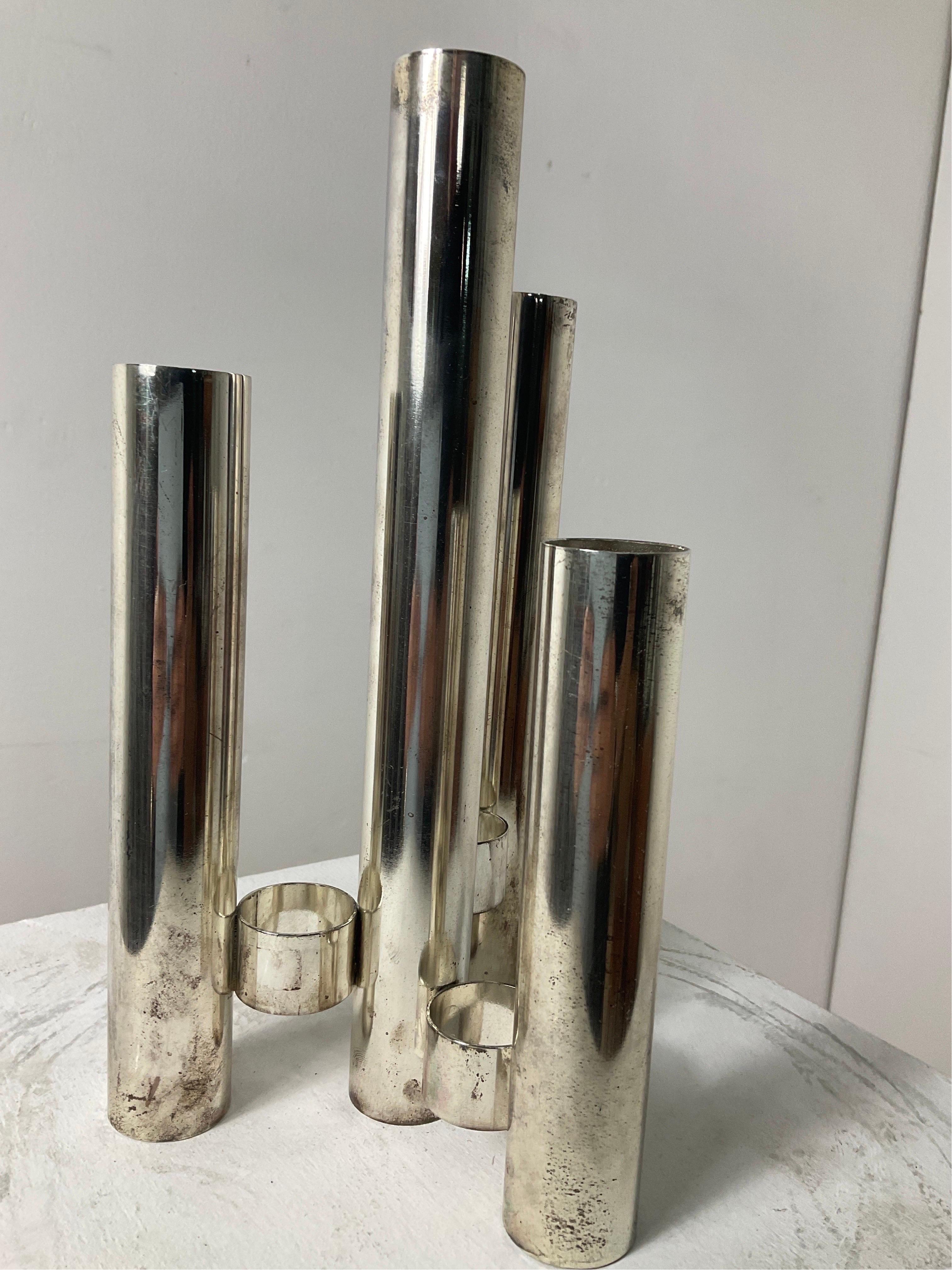 Space Age Stainless Steel Vase, Italy 1970s For Sale 5