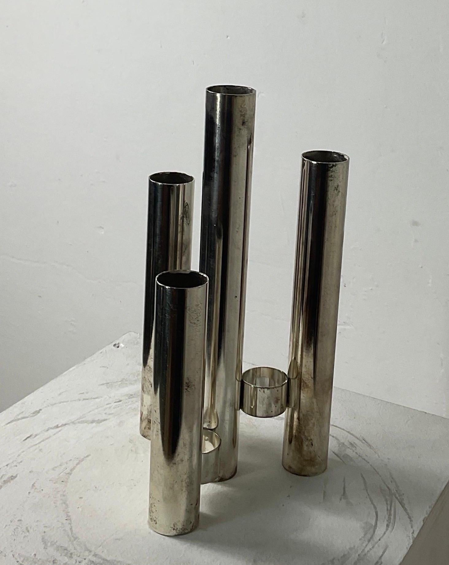 Space Age Stainless Steel Vase, Italy 1970s For Sale 8