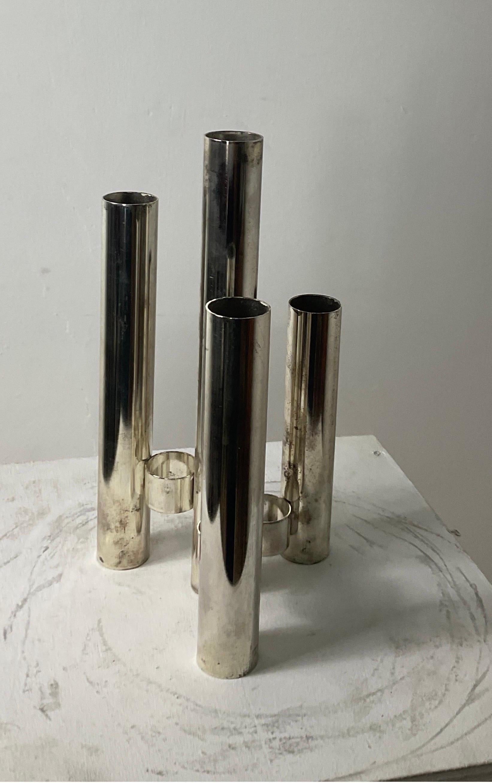 Space Age Stainless Steel Vase, Italy 1970s In Good Condition For Sale In Catania, IT