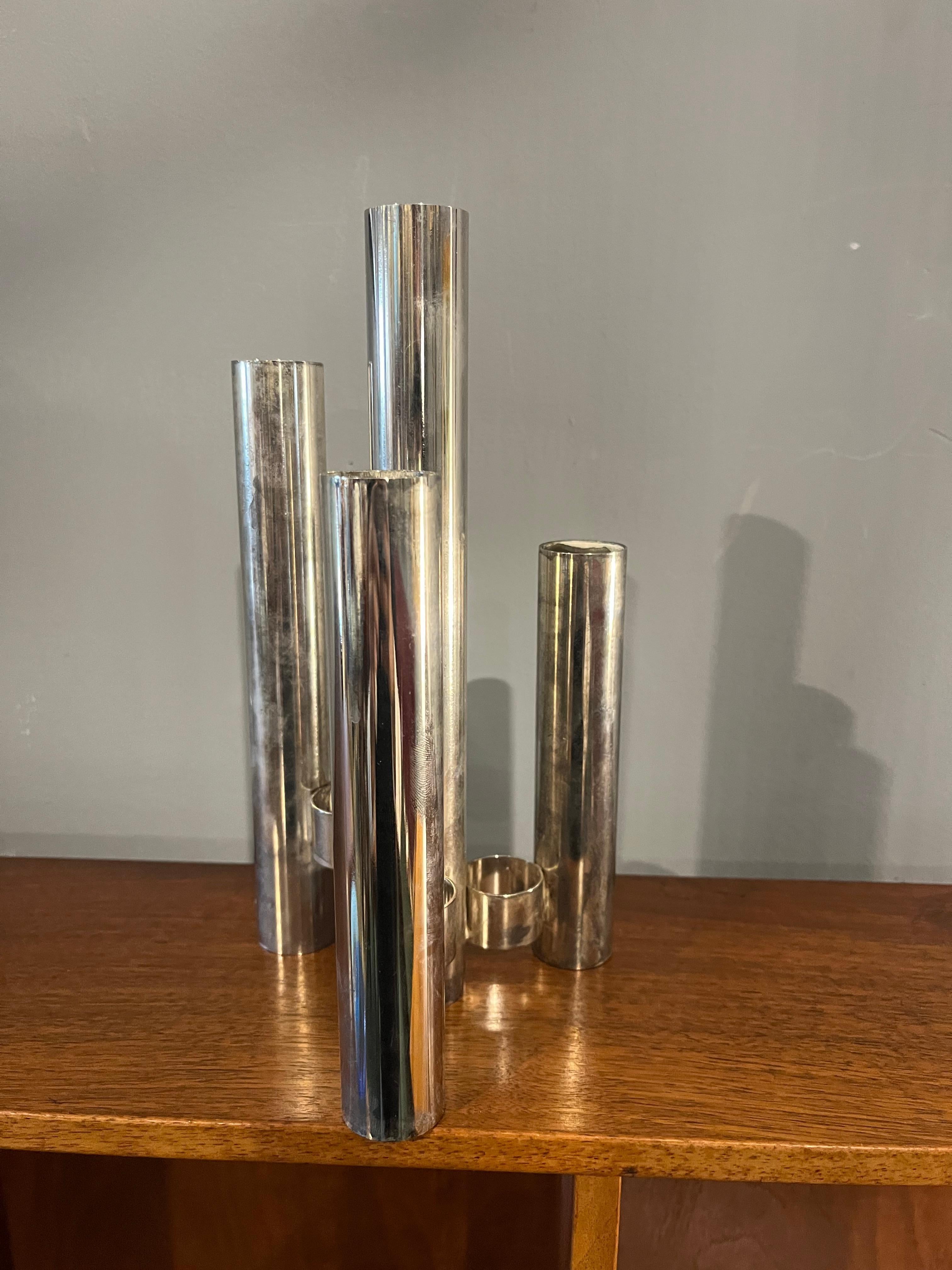 German Space Age stainless steel vase, Italy, 1970s in vendita