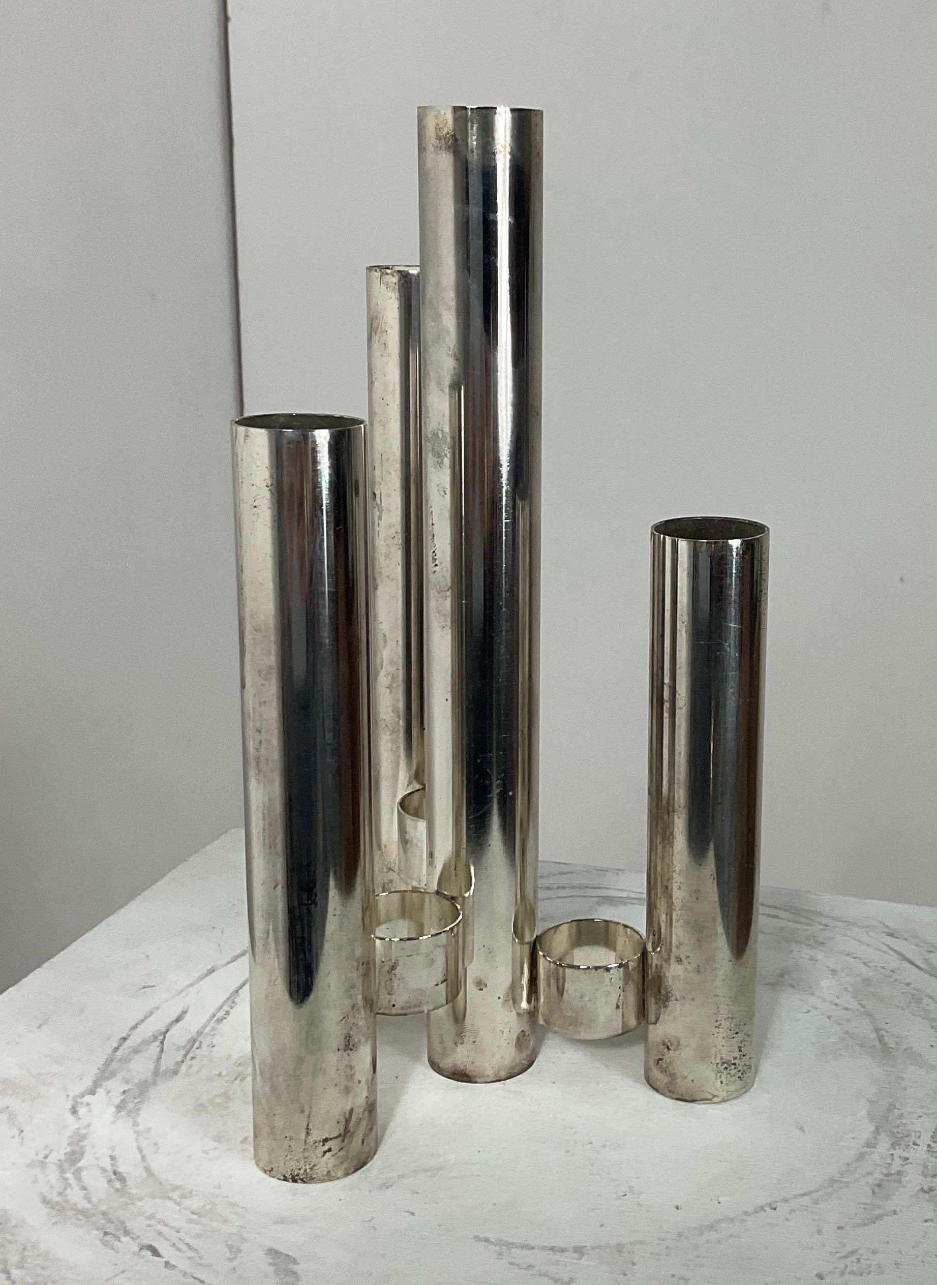 Space Age Stainless Steel Vase, Italy 1970s 1