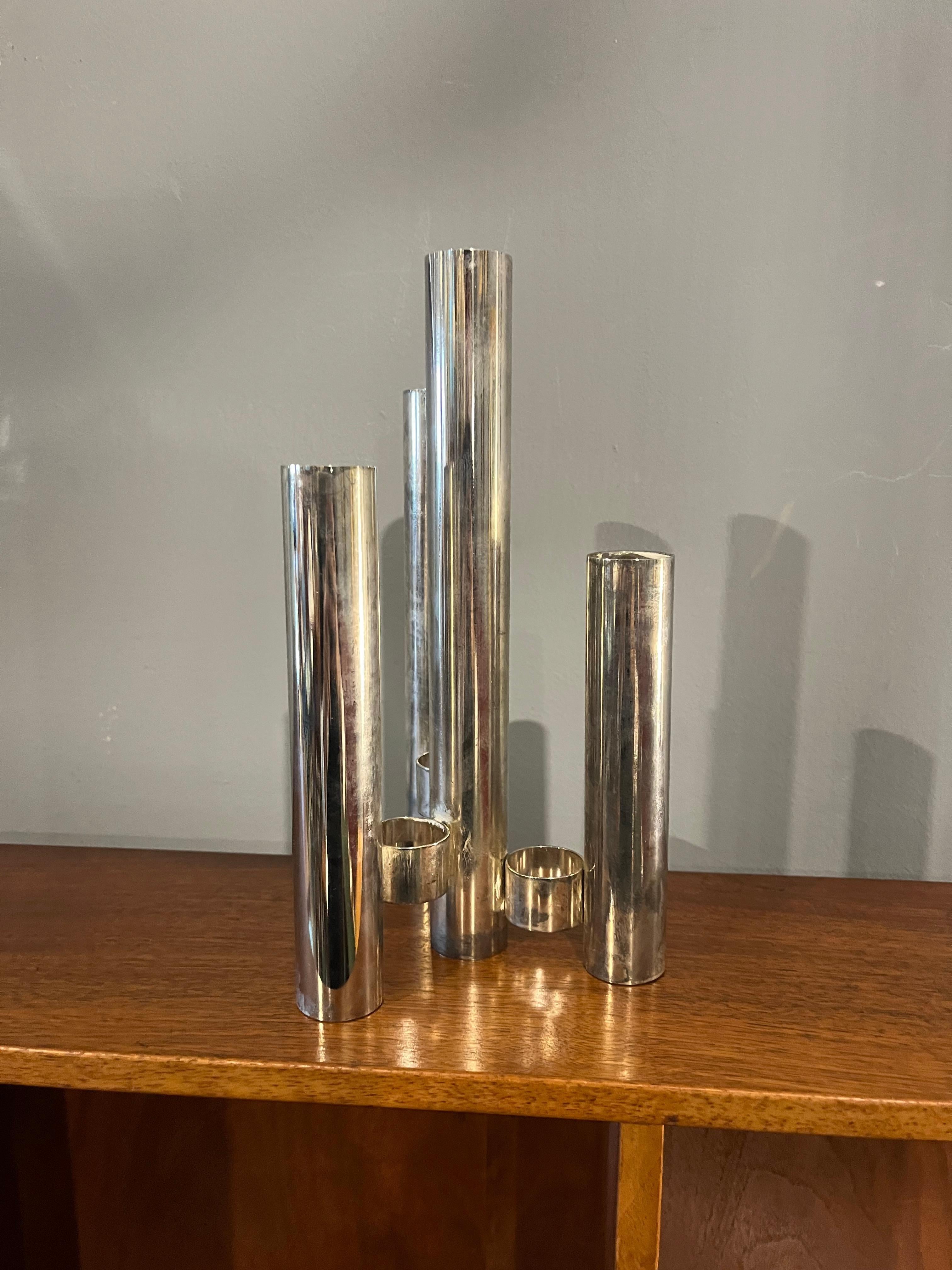 Space Age stainless steel vase, Italy, 1970s in vendita 1