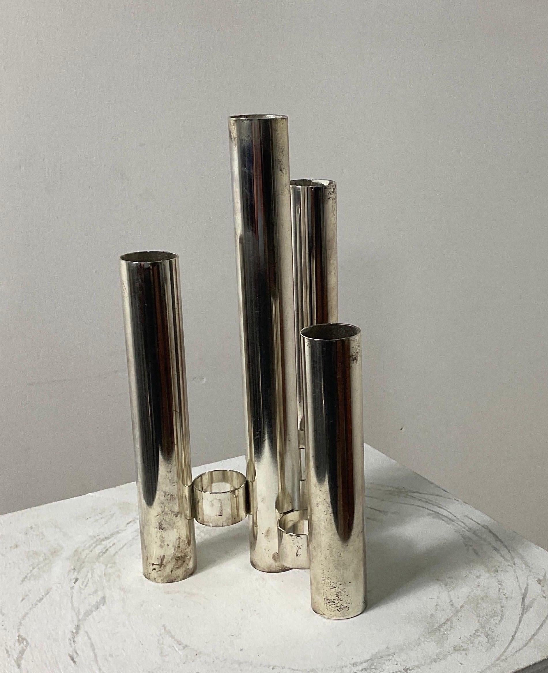 Space Age Stainless Steel Vase, Italy 1970s For Sale 3
