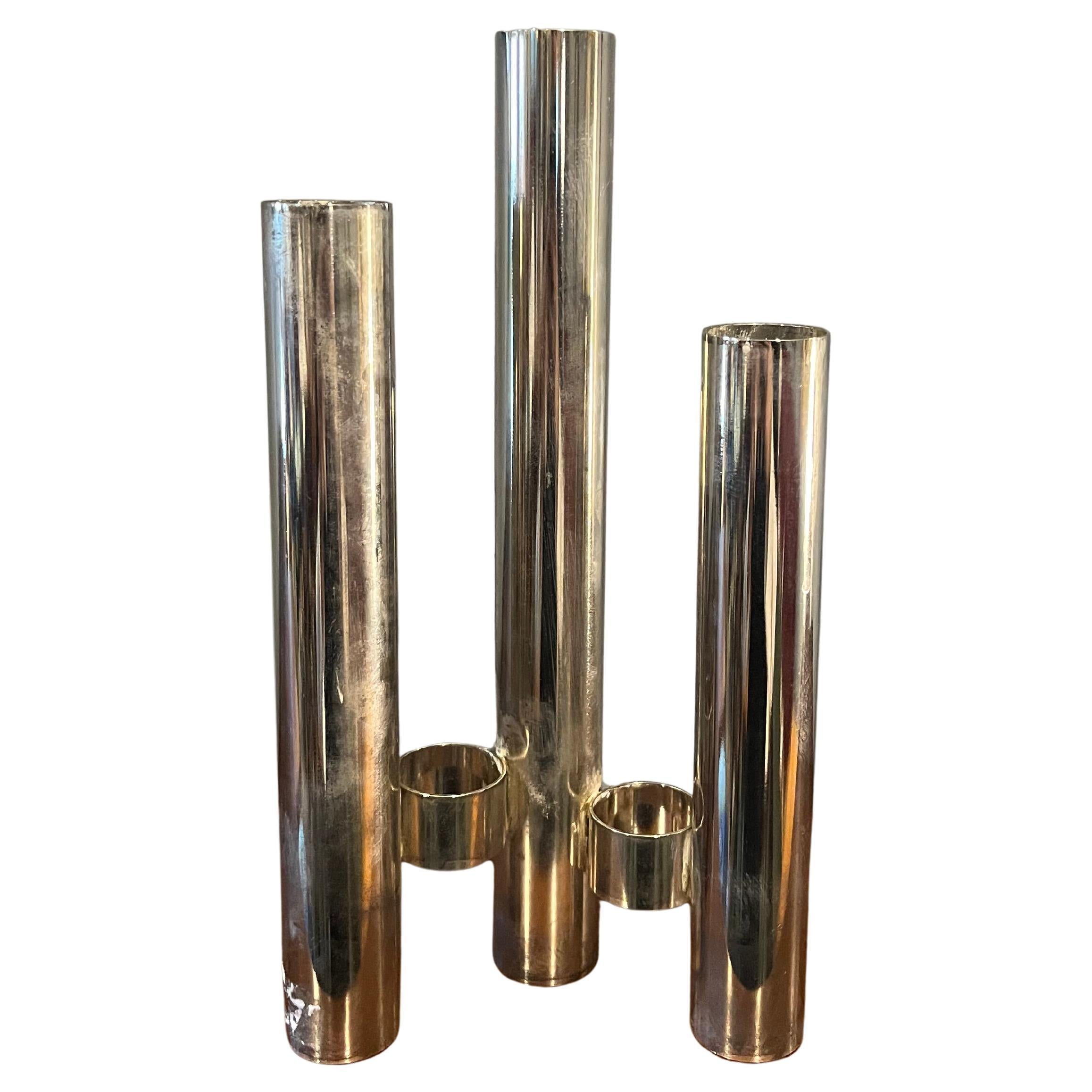 Space Age stainless steel vase, Italy, 1970s in vendita