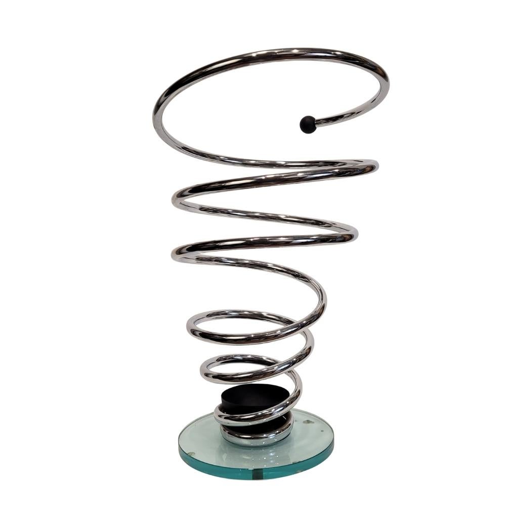 Gray Space Age Steel Spiral Umbrella Stand, Mid-Century Italy For Sale
