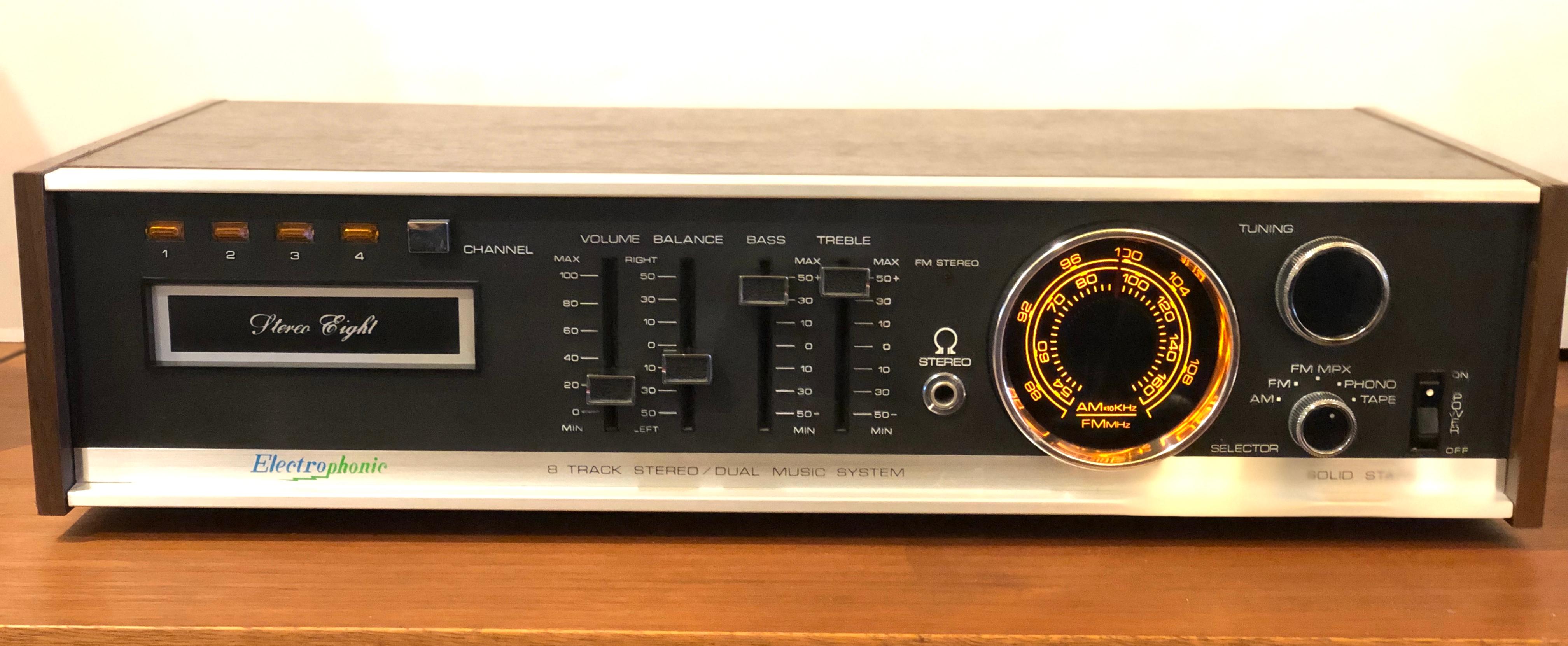 Japanese Space Age Stereo System by Electrophonic 8 Track Stereo Turntable & Speakers