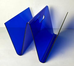 Space Age Style  Italian Blue Plexiglass Magazine Rack