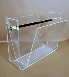 Space Age Style Italian Clear Plexiglass Magazine Rack