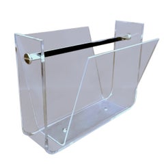 Space Age Style Italian Clear Plexiglass Magazine Rack