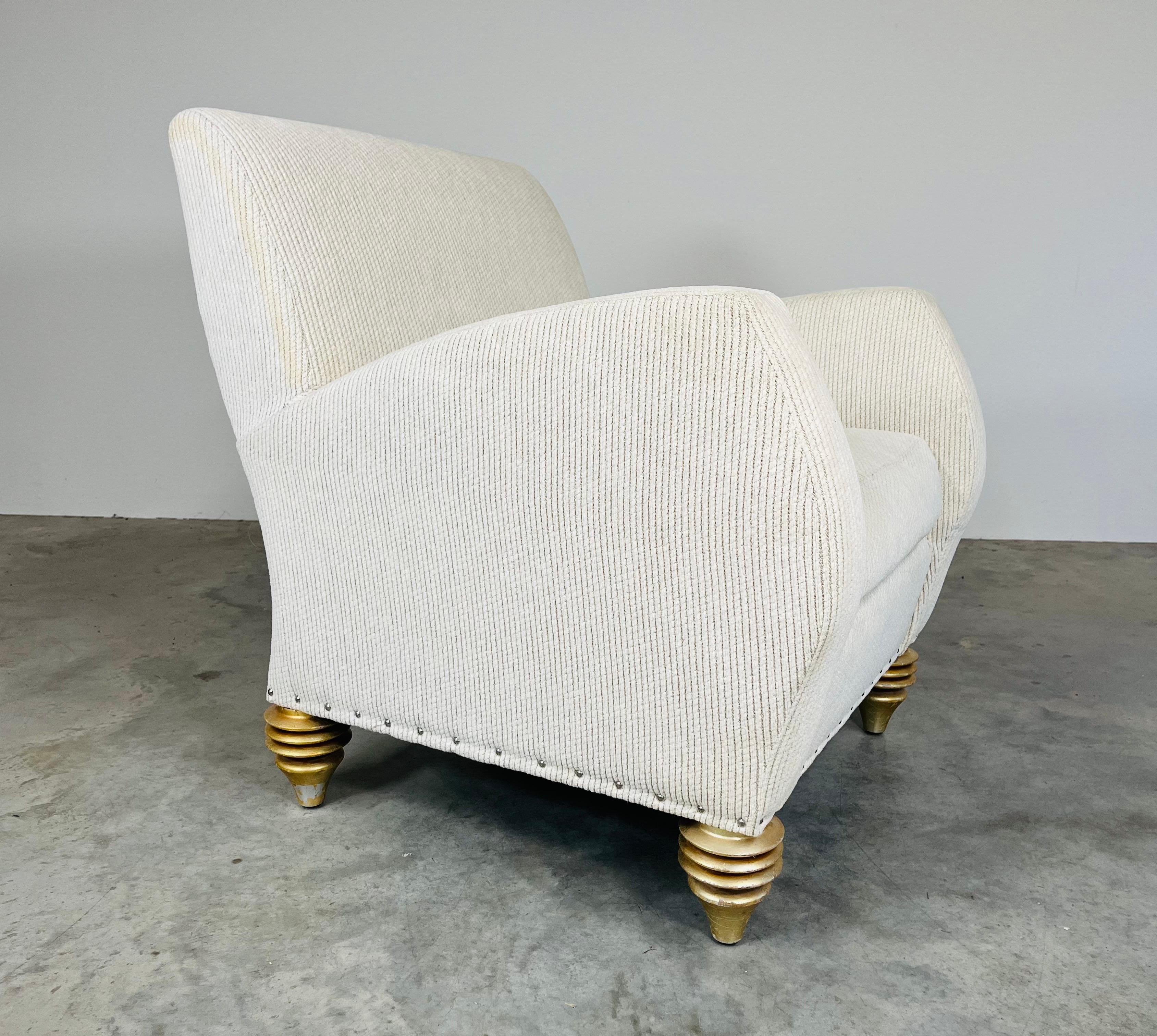Hollywood Regency Space Age Style Off-White Club Chair By Larry Laslo For Directional For Sale