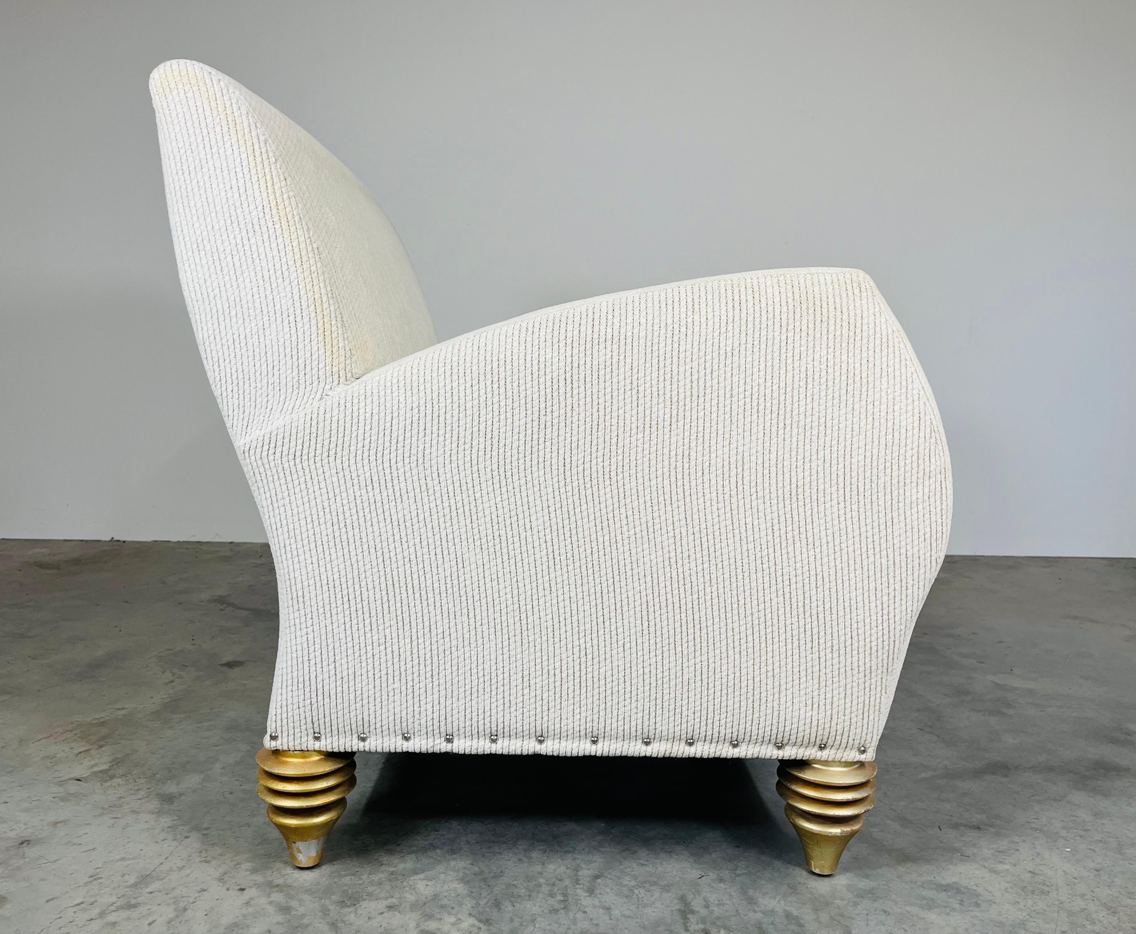 Turned Space Age Style Off-White Club Chair By Larry Laslo For Directional For Sale