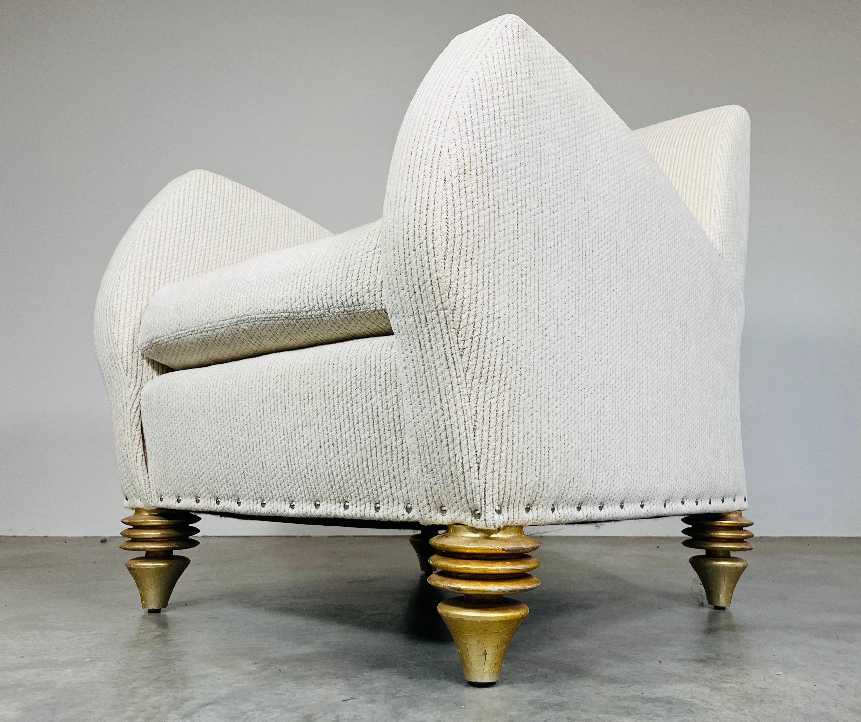 Steel Space Age Style Off-White Club Chair By Larry Laslo For Directional For Sale