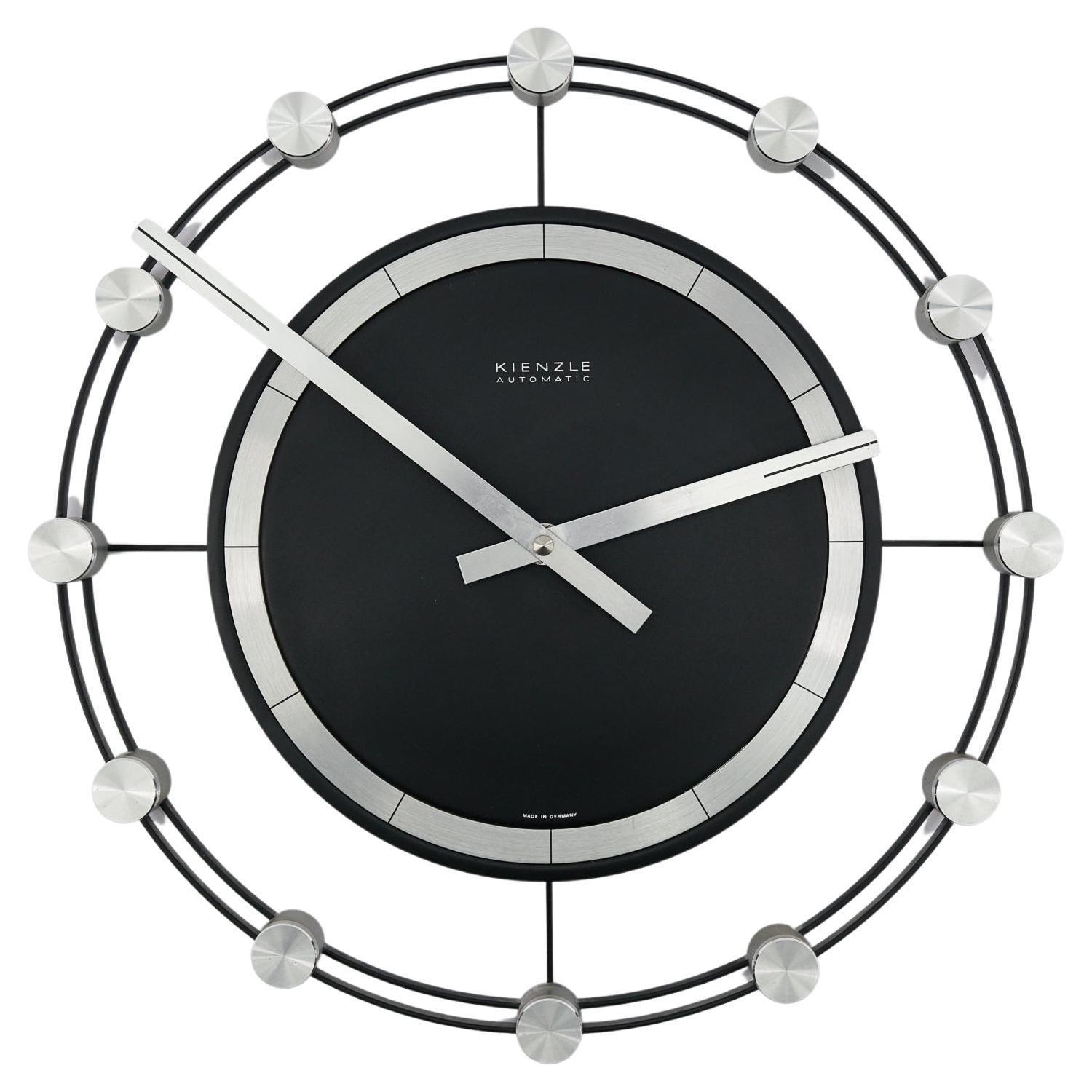 Space Age Sunburst Wall Clock by Kienzle Automatic in Aluminium, 1960s Germany For Sale