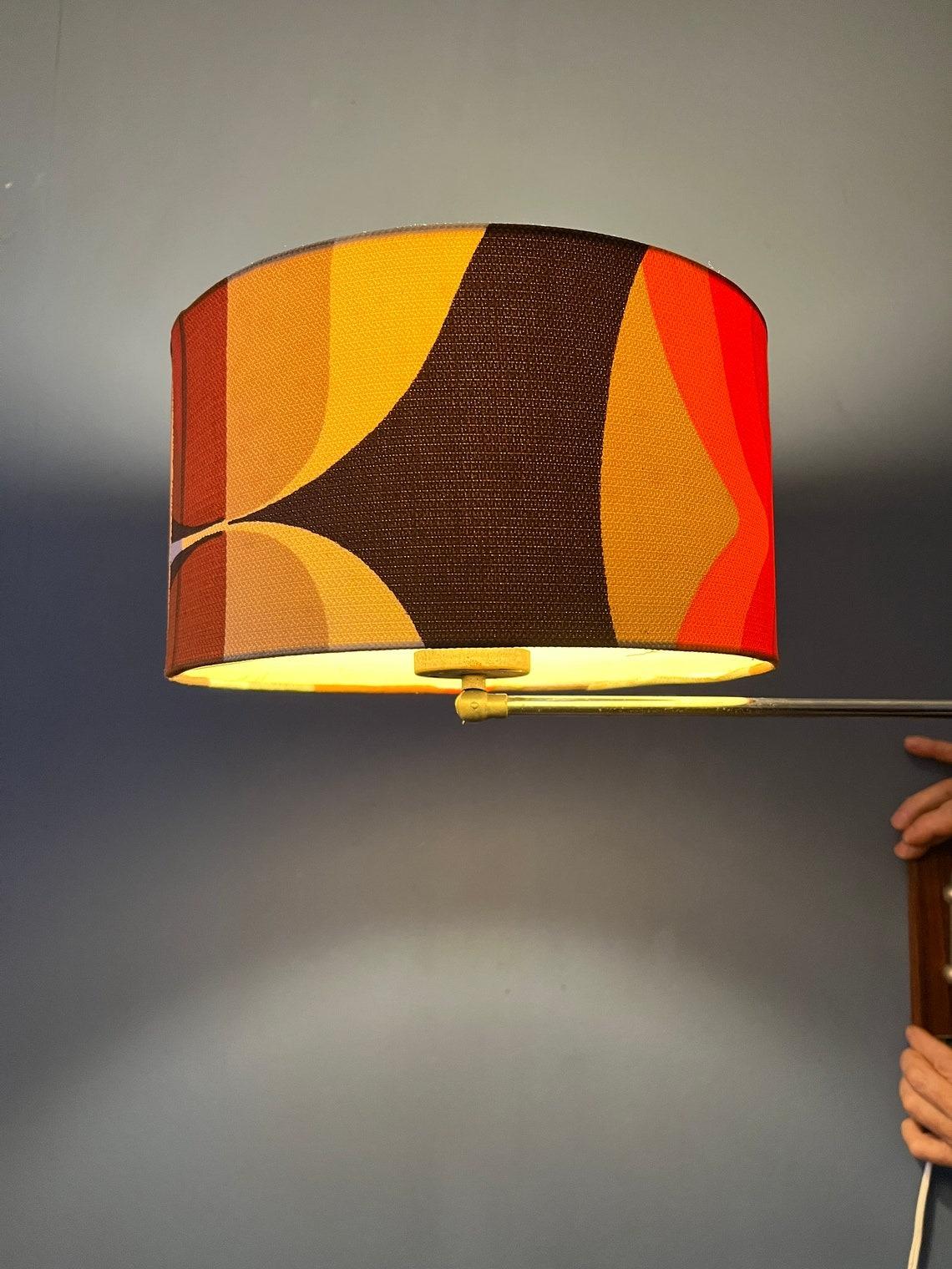 Space Age Swing-Arm Wall Lamp with Orange Flower Shade, 1970s In Excellent Condition For Sale In ROTTERDAM, ZH
