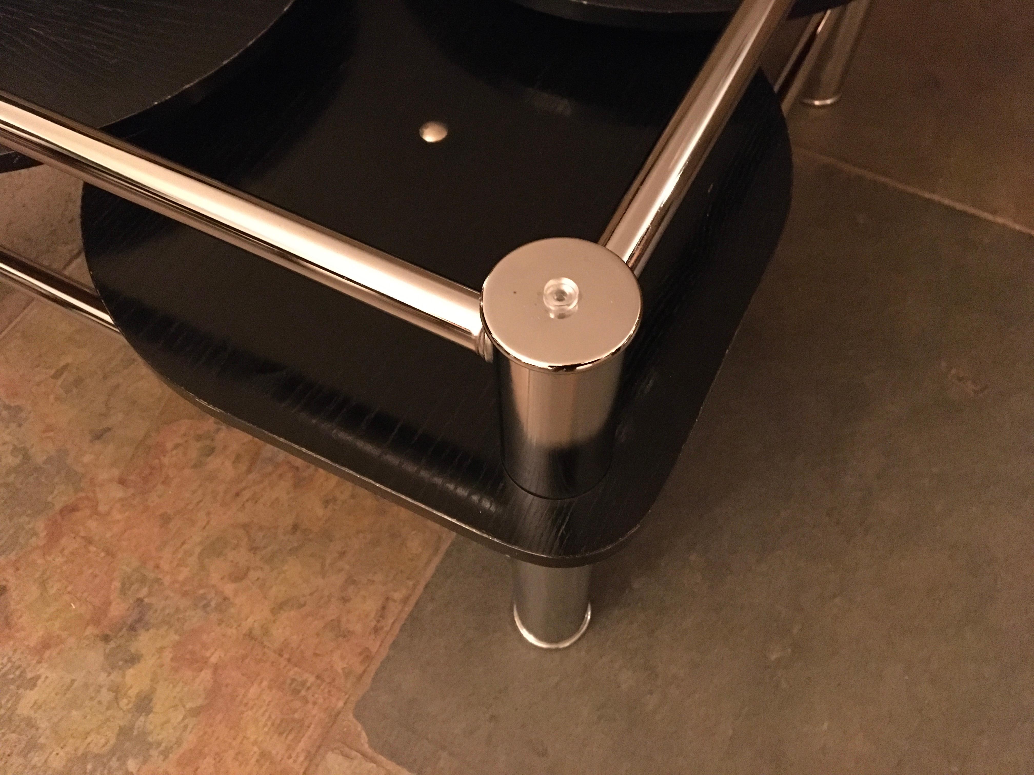 Space Age Swivel Chroom and Black Wood Coffee Table For Sale 6