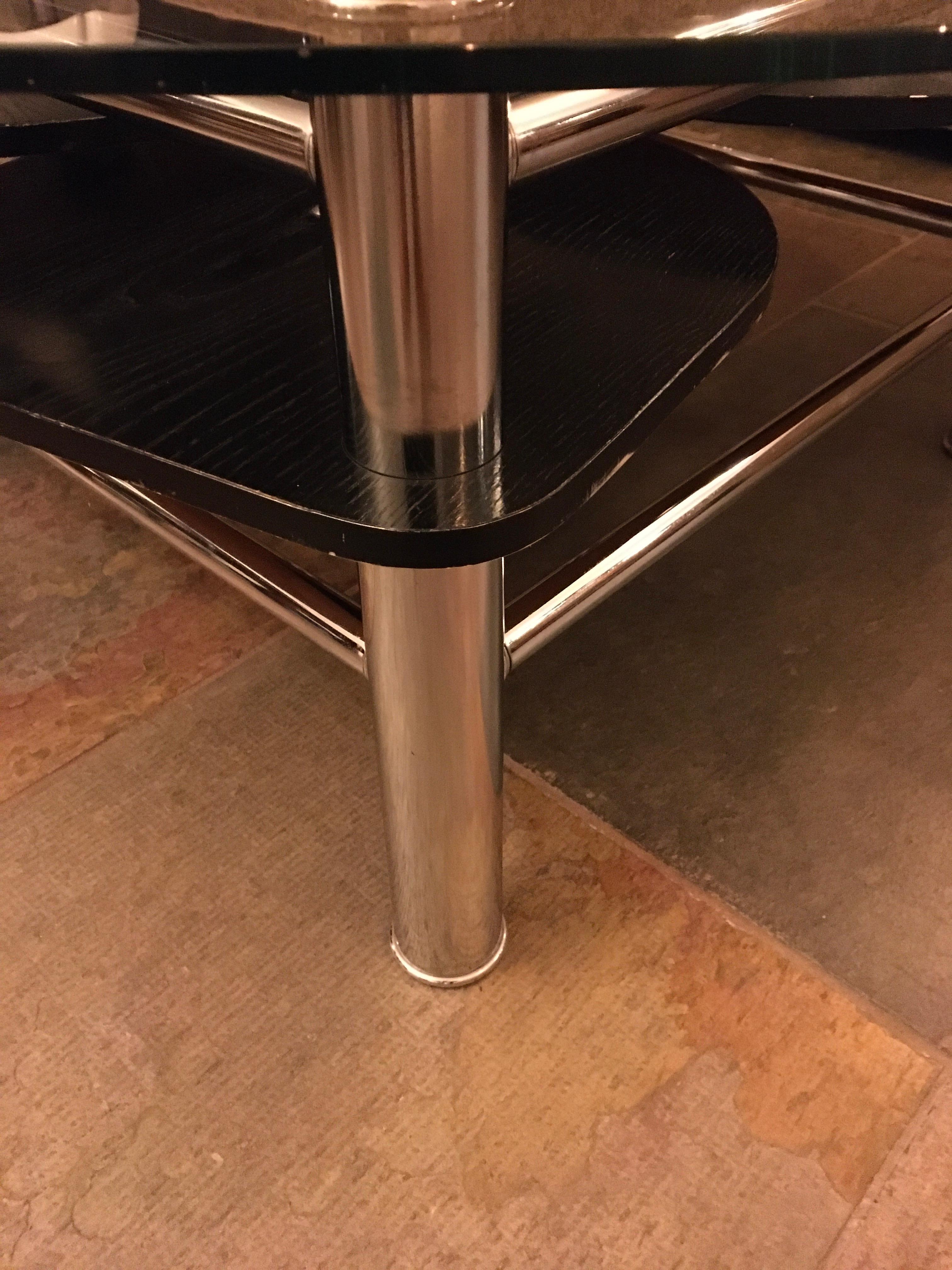 Space Age Swivel Chroom and Black Wood Coffee Table For Sale 9