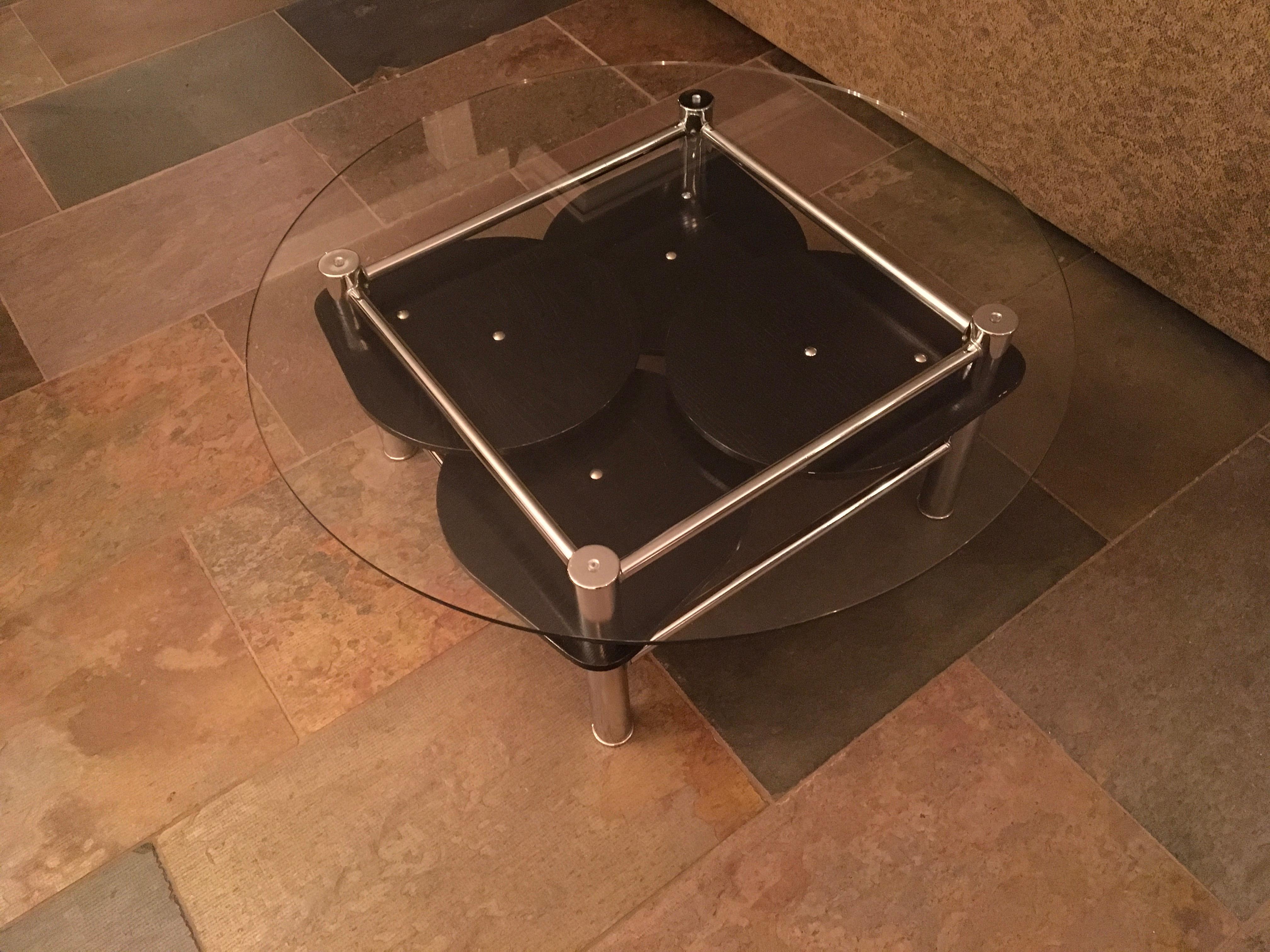 Space Age Swivel Chroom and Black Wood Coffee Table For Sale 11
