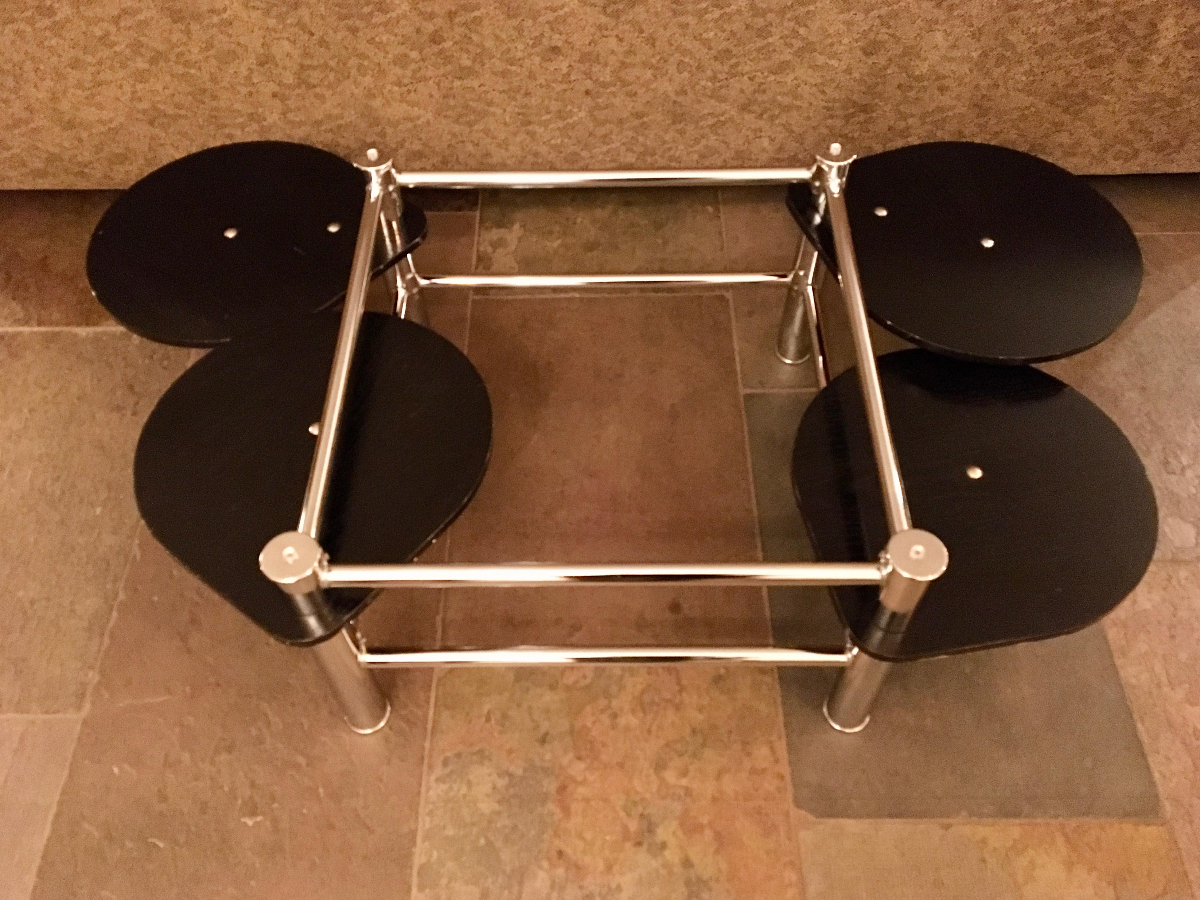 Space Age Swivel Chroom and Black Wood Coffee Table For Sale 2