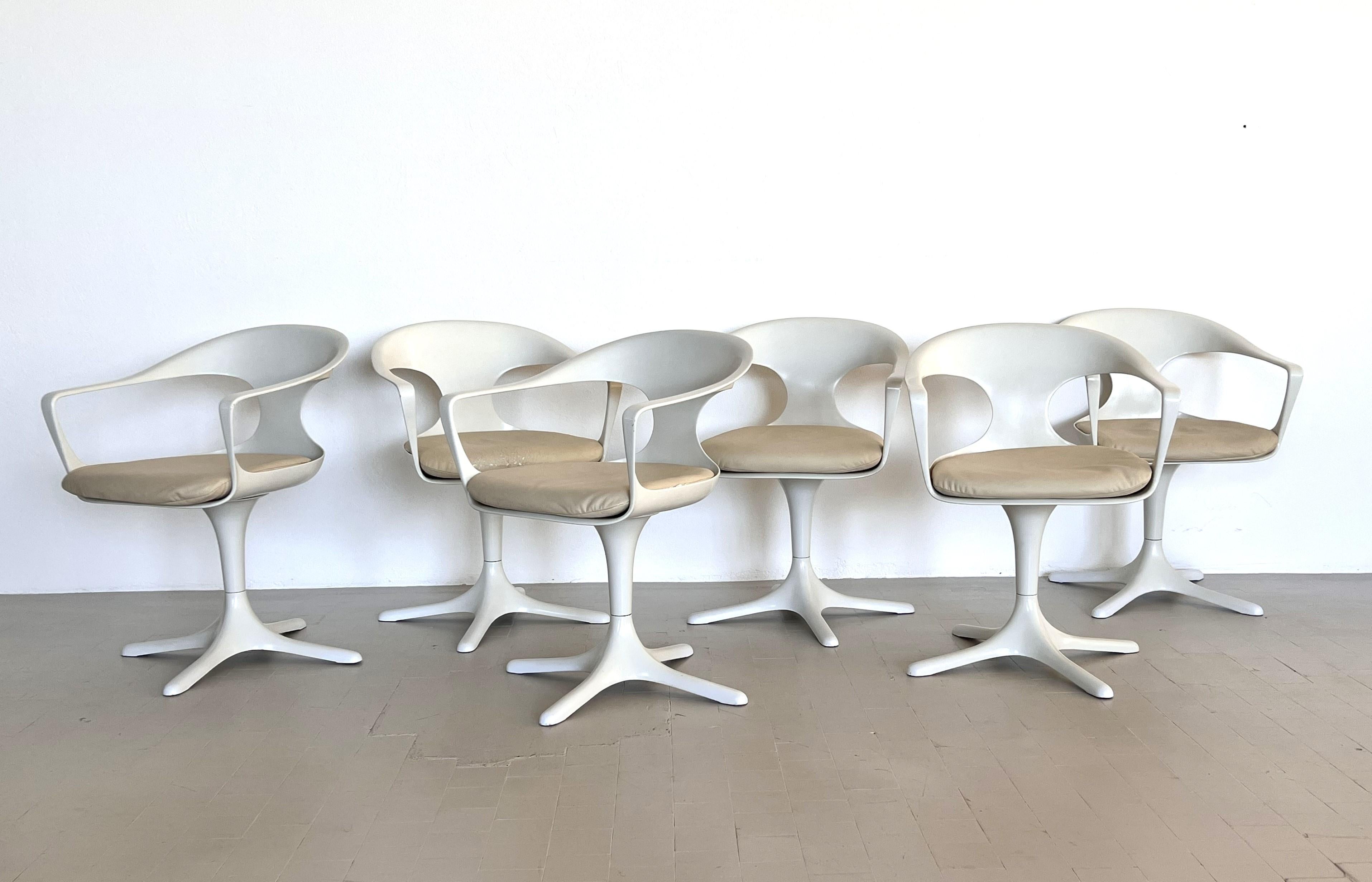 Space Age Swivel Dining Room Chairs by Konrad Schäfer, Set of 6, 1960s For Sale 11