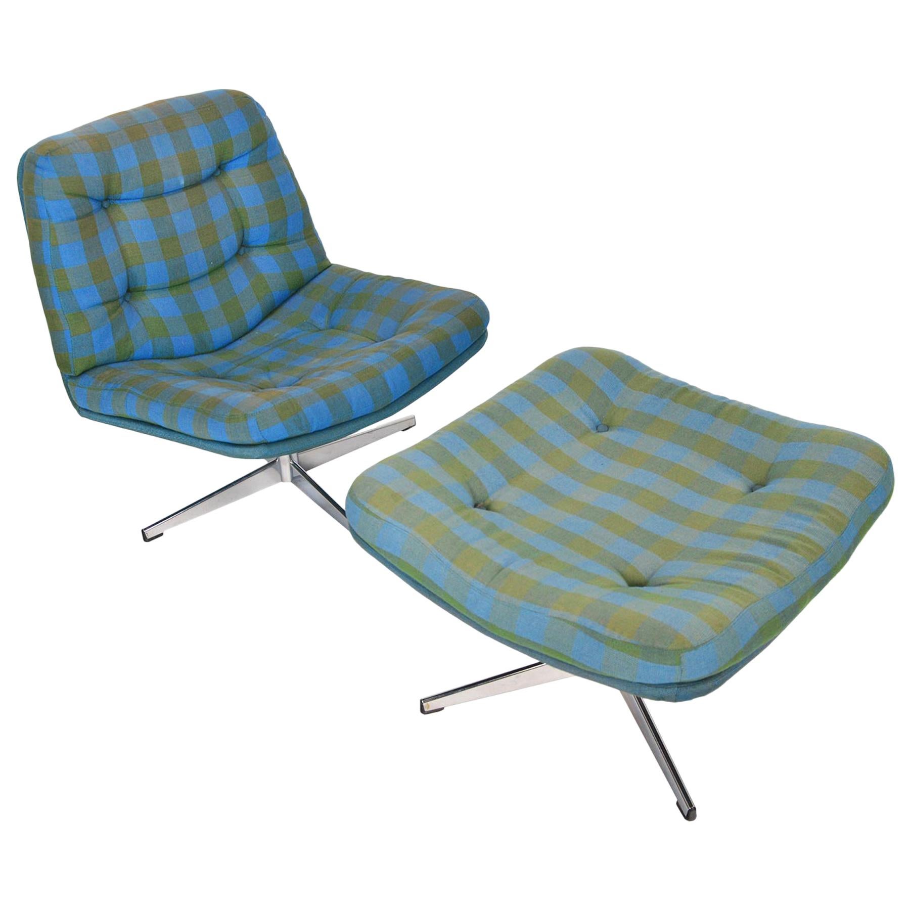 Space Age Swivel Midcentury Danish Modern Lounge Chair and Ottoman