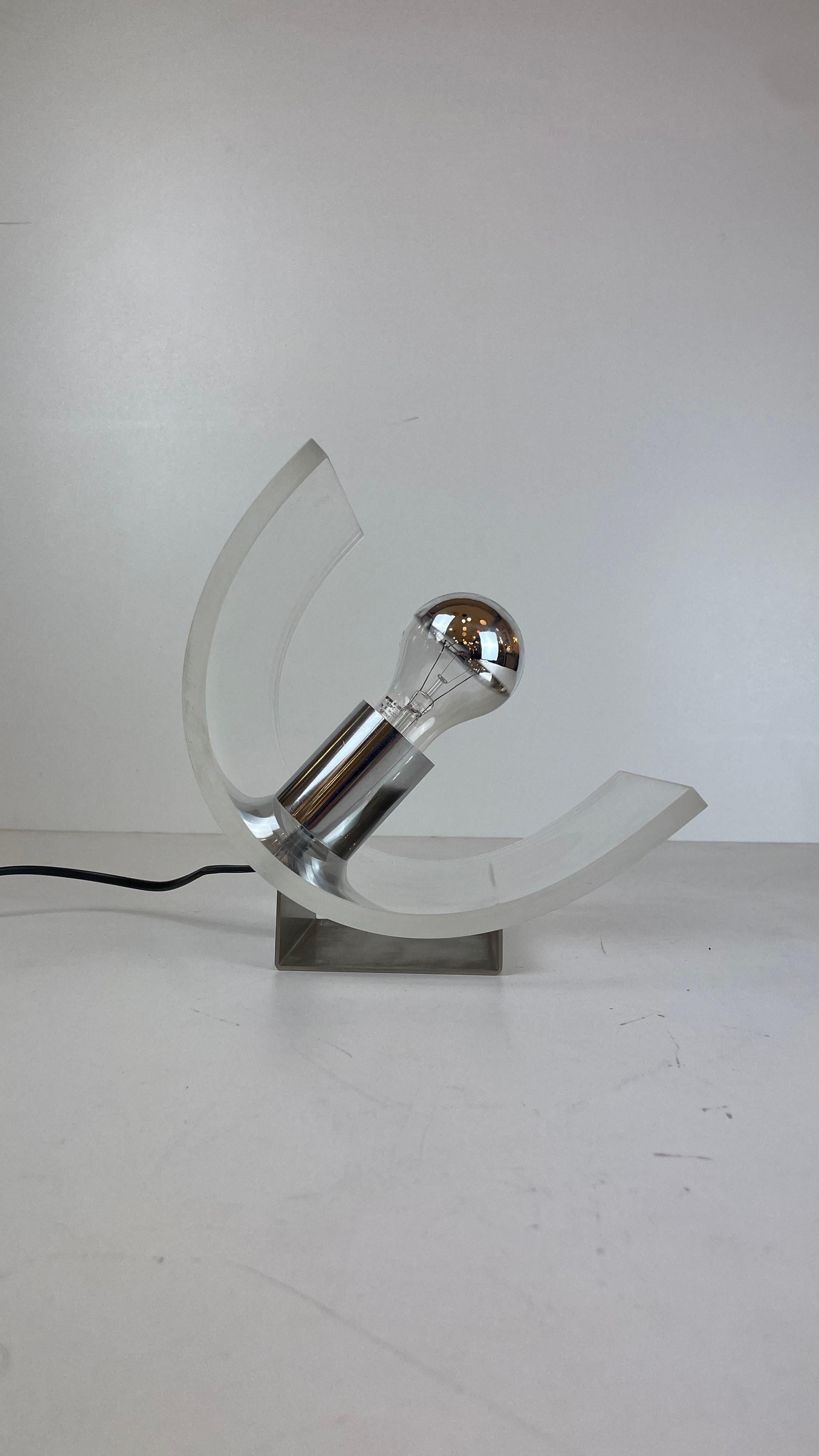 Acier inoxydable Space-Age Table Lamp, 1970s en vente