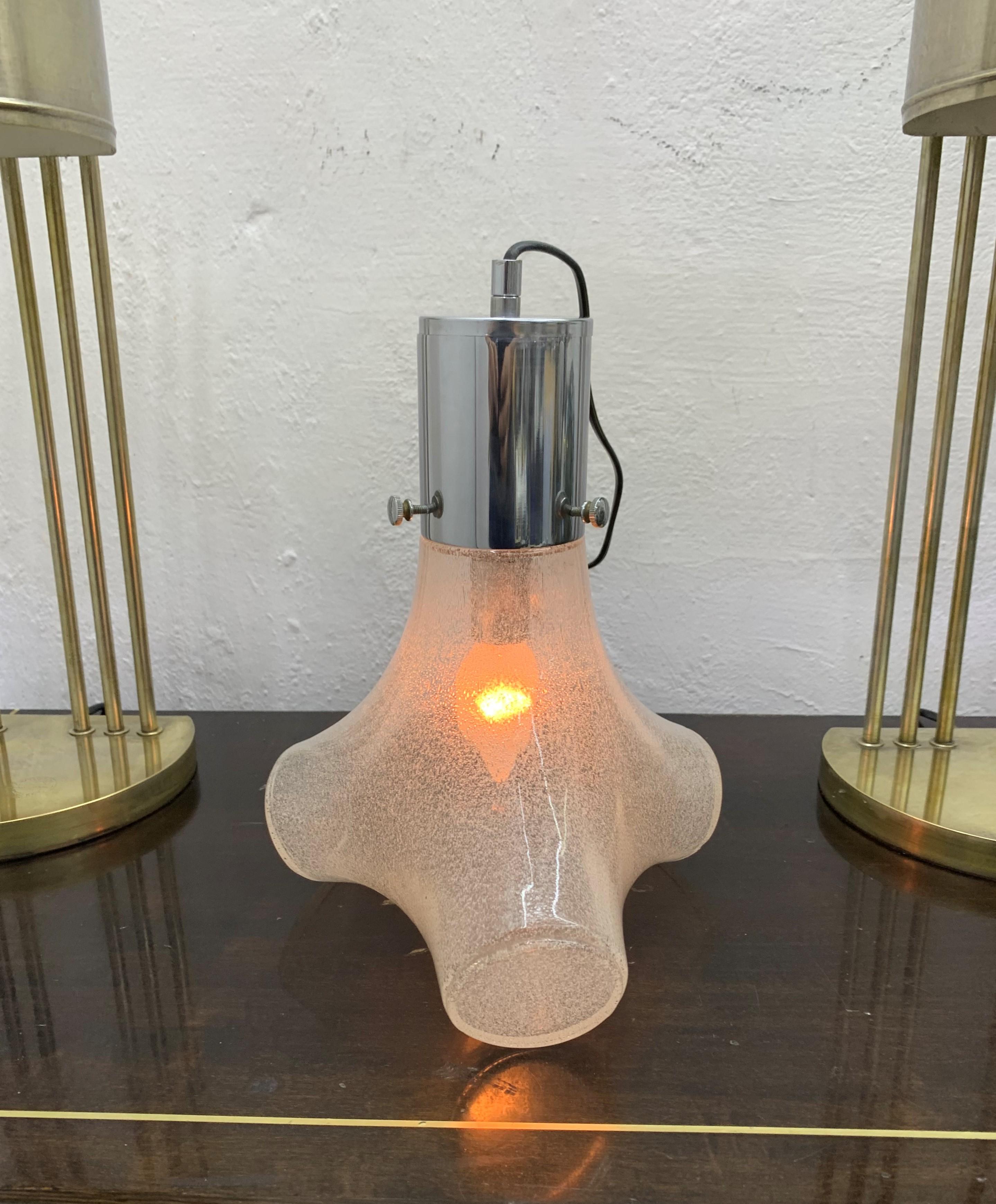 Hand-Crafted Space Age Table Lamp by Aldo Nason for Mazzega in Murano Glass Italy, circa 1970 For Sale