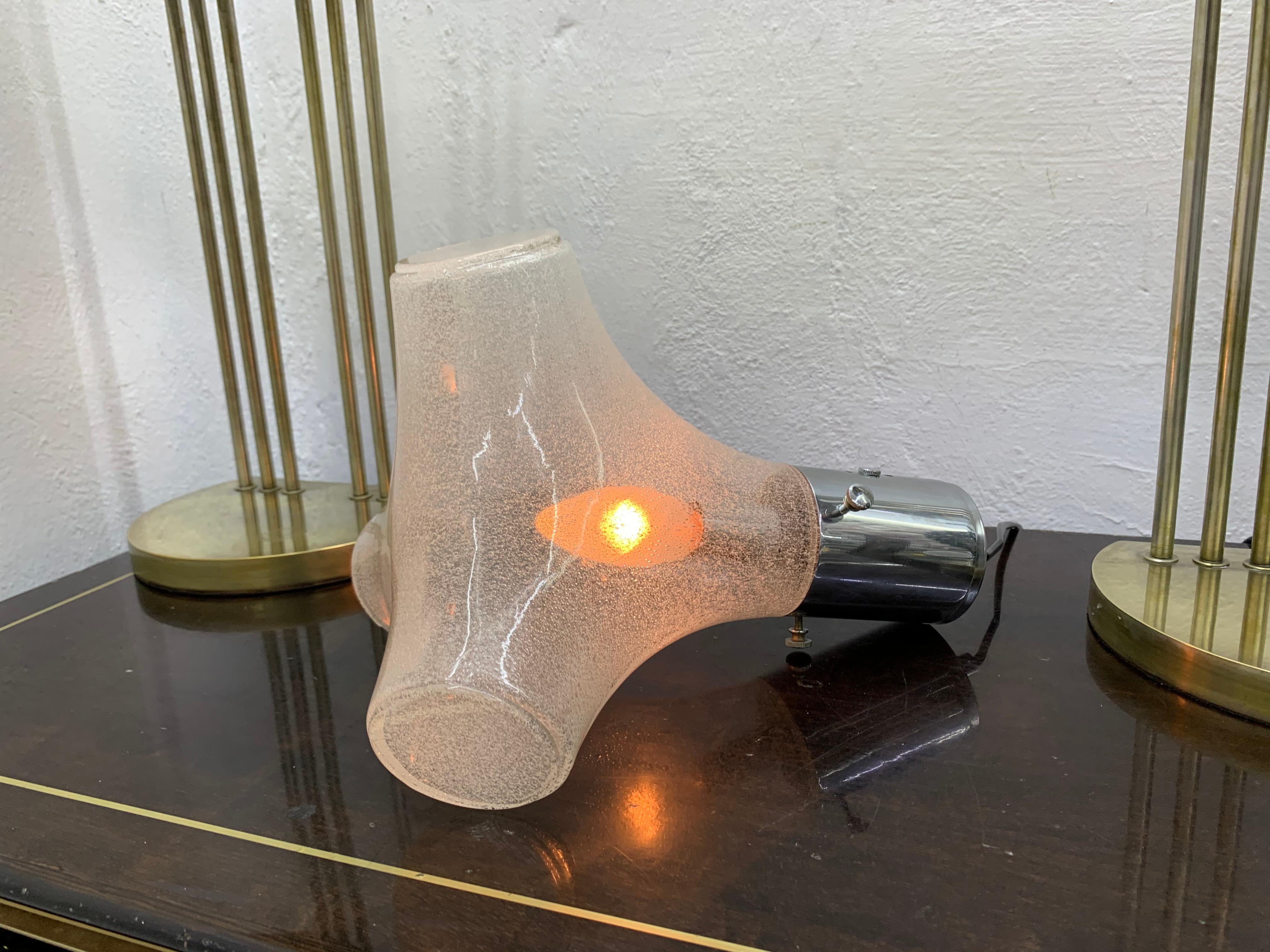 Laiton Lampe de table Space Age d'Aldo Nason pour Mazzega en verre de Murano Italie:: vers 1970 en vente
