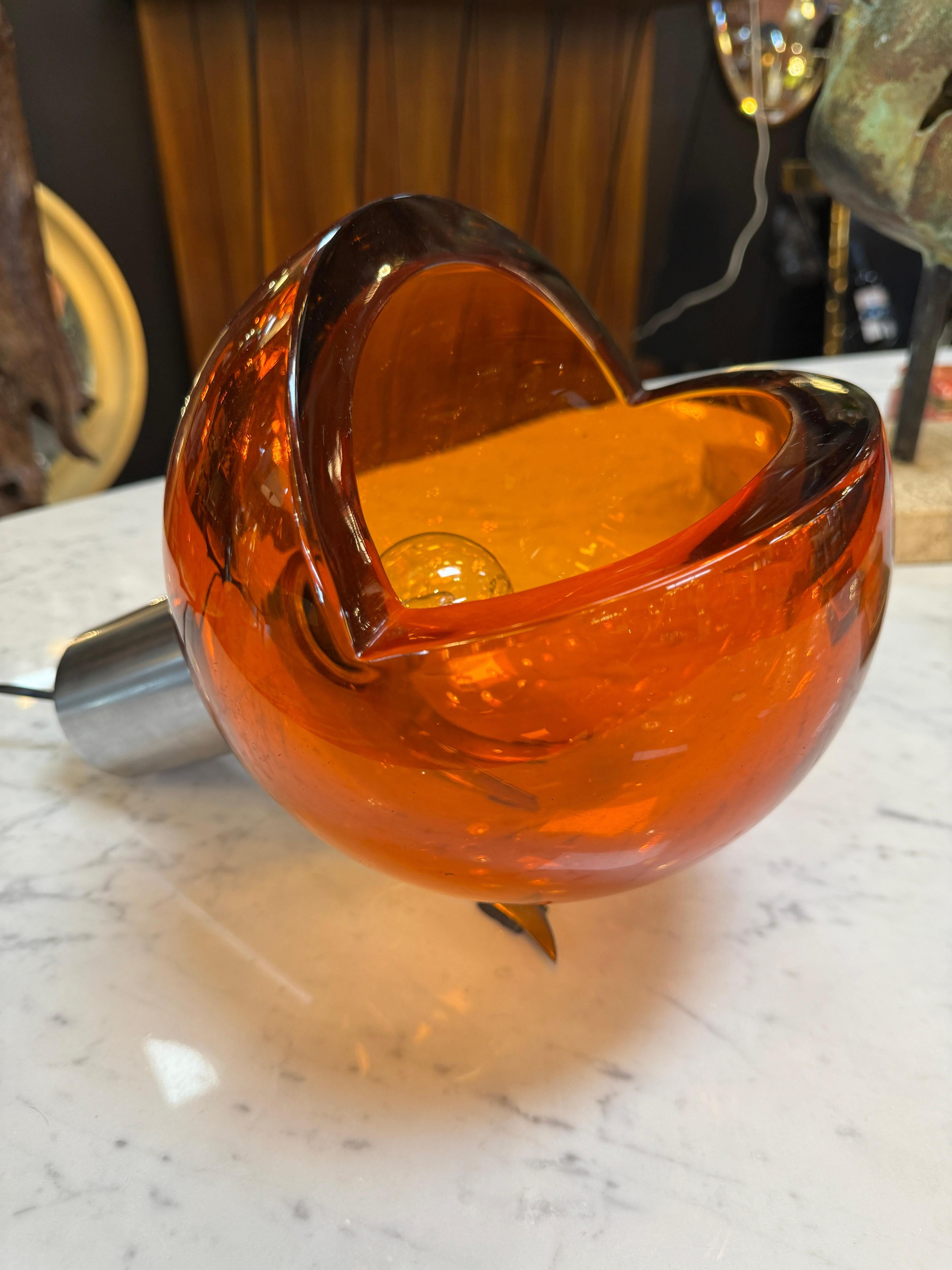 Lampada da tavolo A Space AGE di Flavio Poli, in vetro di Murano. Italia anni '70. in vendita 1