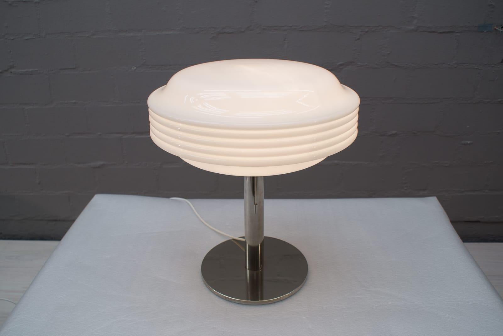 Opaline Glass Space Age Table Lamp by Temde Leuchten, Switzerland, 1970s For Sale