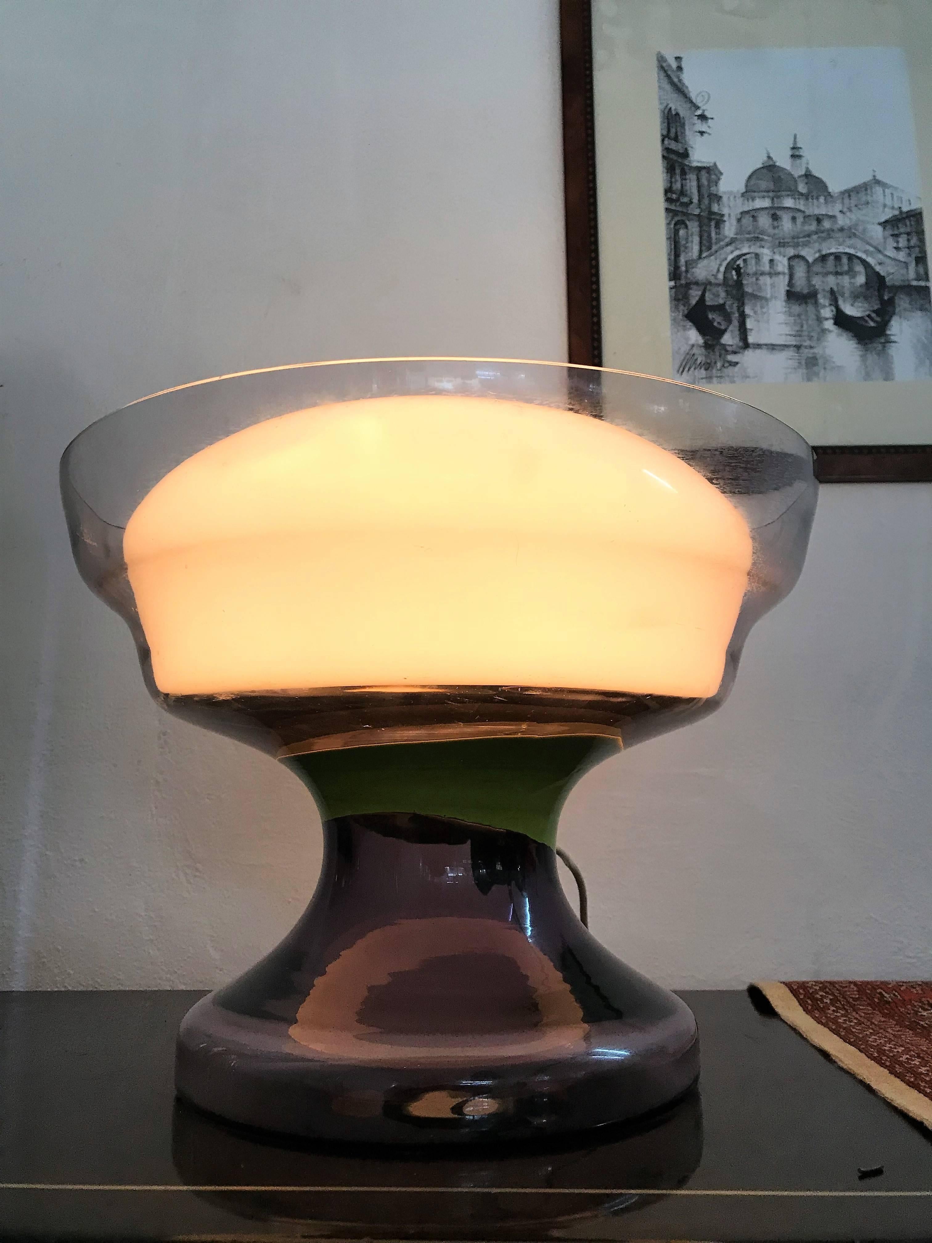 Italian Space Age Table Lamp by Toni Zuccheri for Venini, circa 1960 in Murano Glass For Sale