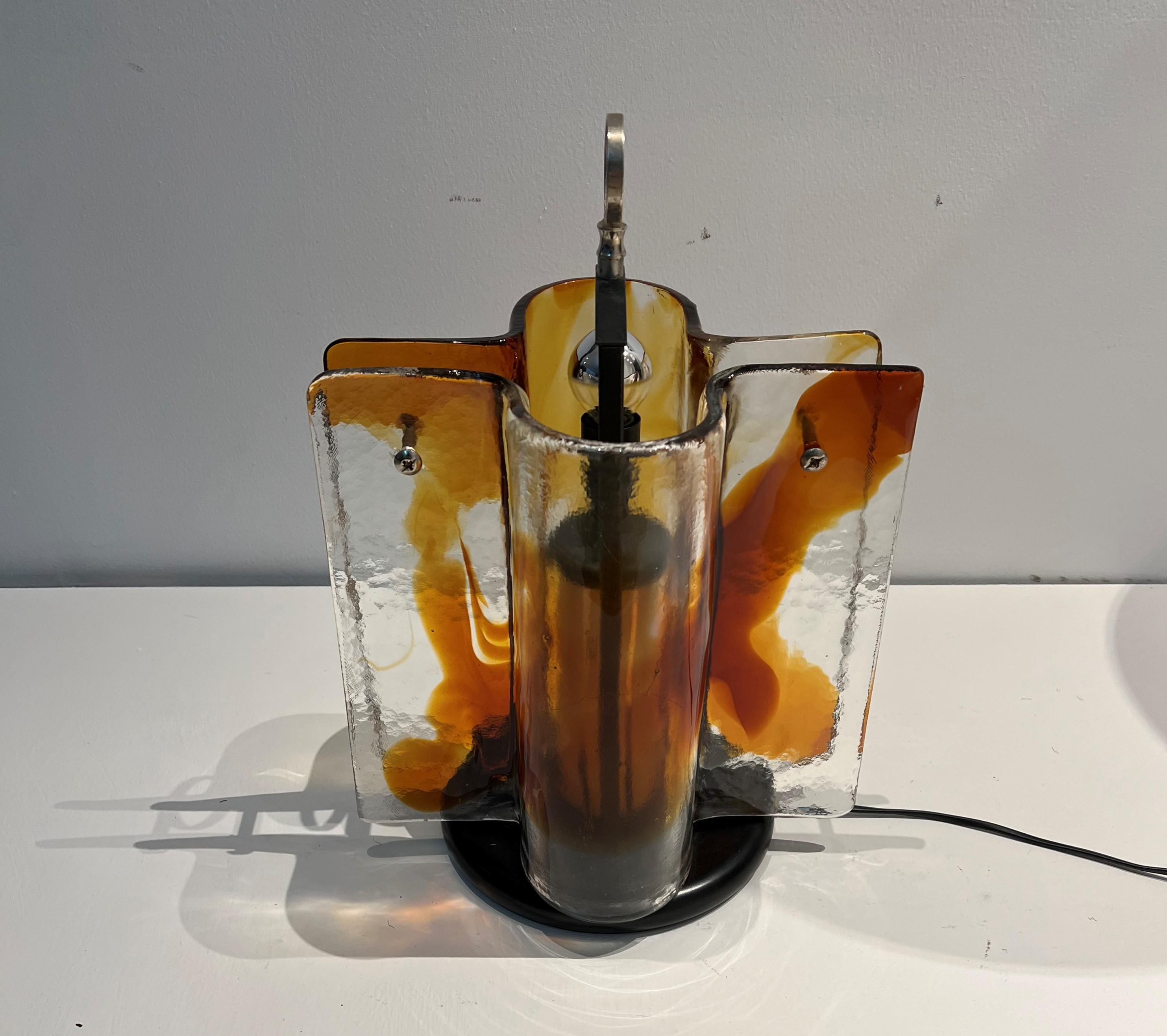 Italian Space Age Table Lamp by Toni Zuccheri for Venini in Murano Glass, Italy Ca 1970 For Sale