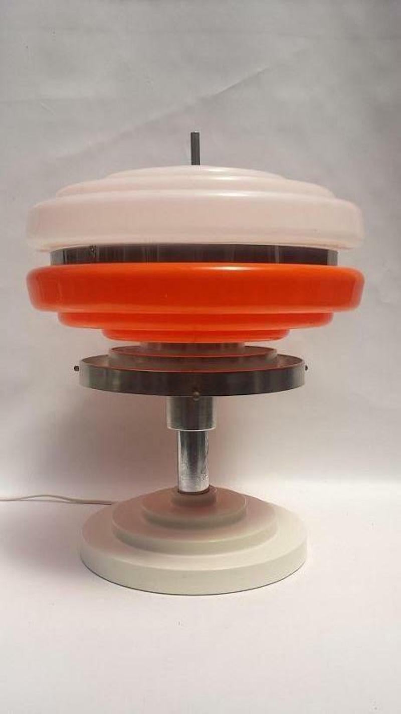Italian Space Age Table Lamp in Aluminium and Plexiglass, 1970s