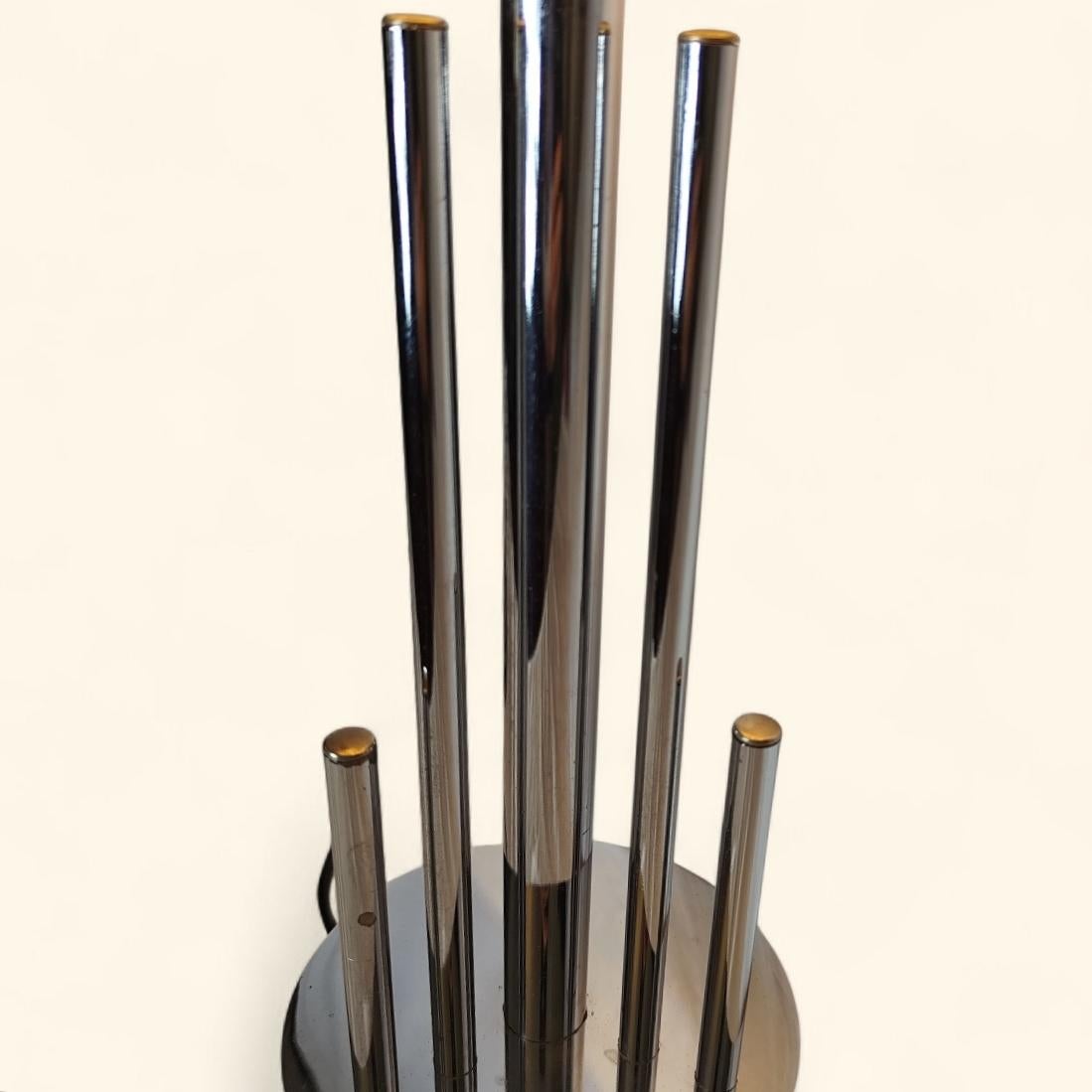 Late 20th Century Space Age Table Lamp in Chromed Metal att. to Gaetano Sciolari (1927-1994) For Sale