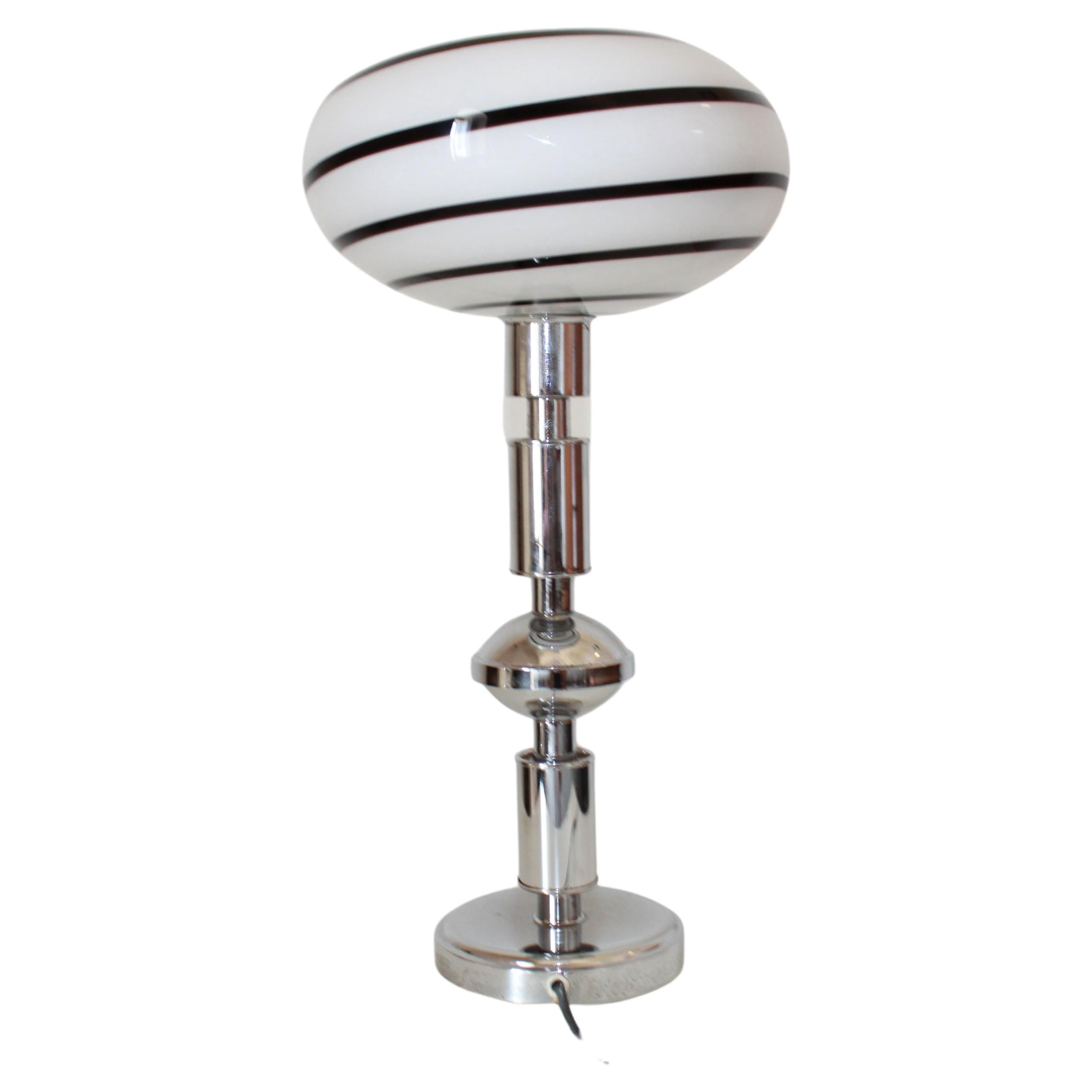 Space Age Table Lamp with Black and White Murano Glass, Italy 1970s