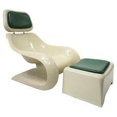 Joe Columbo styled Space Age Targa Lounge Chair w/ Ottoman