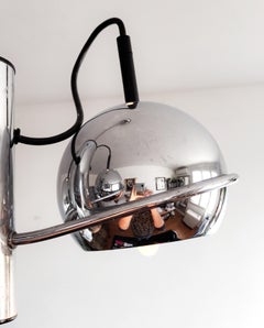 Space Age Three Arm Chrome Eyeball Pendant Light, Italy, 1970s