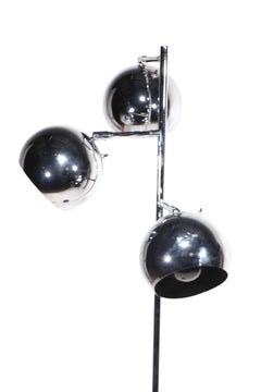 Space Age Three Light Chrome Ball Shade Floor Lamp by Koch & Lowy c. 1970's
